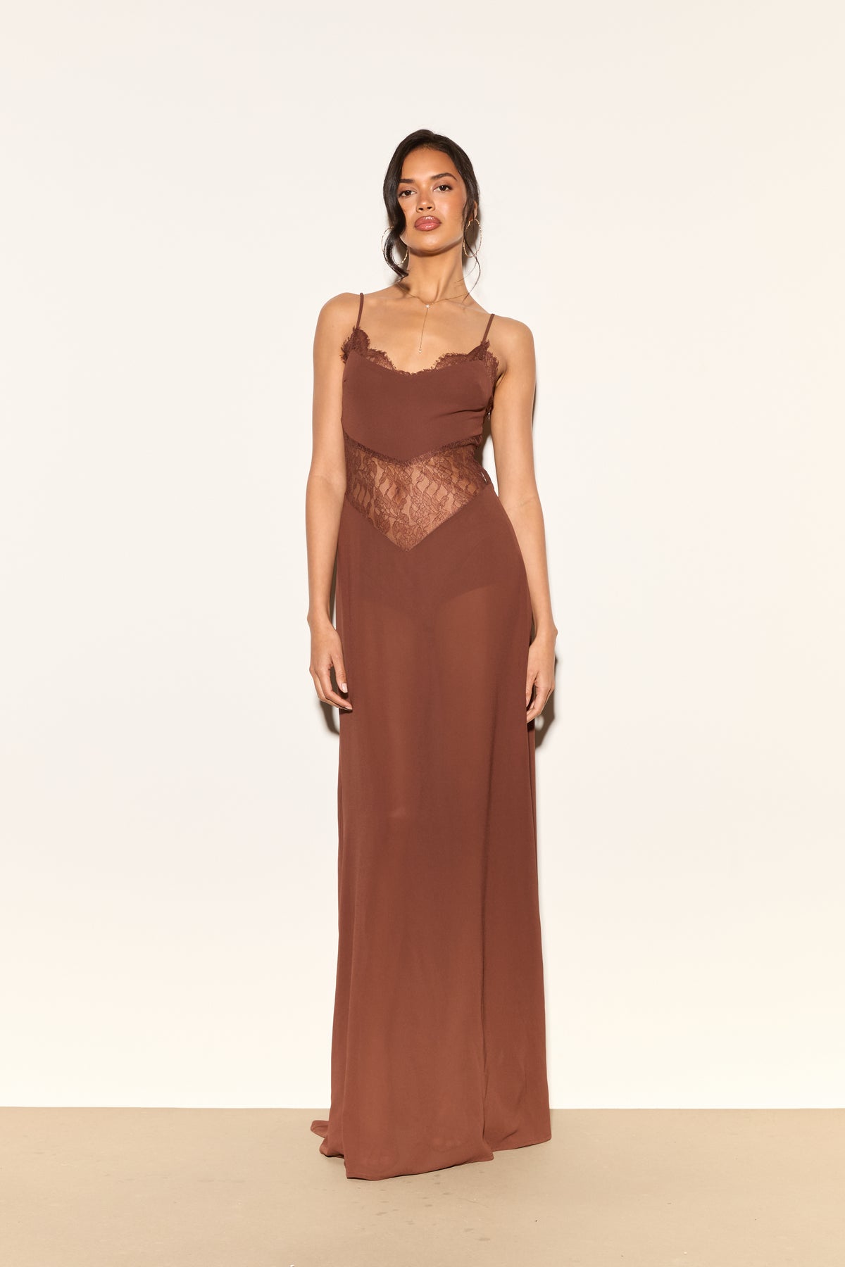 JORDANA Lace Cutout Maxi Dress