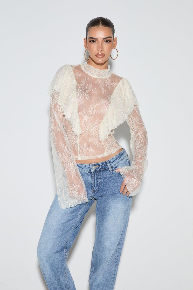 PENELOPE Lace Ruffle Blouse