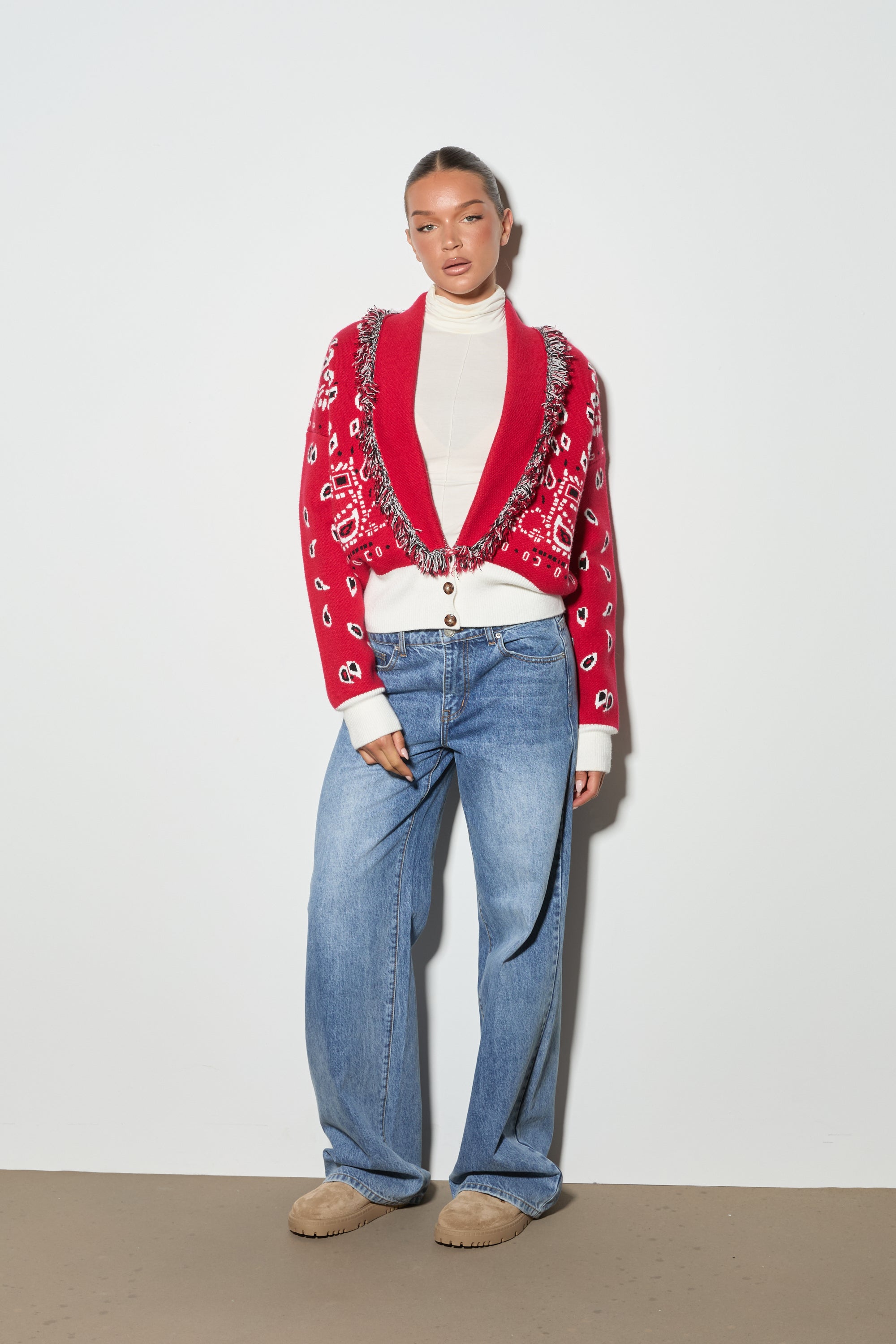 LANA Red Paisley Short Cardigan – Noughts & Kisses