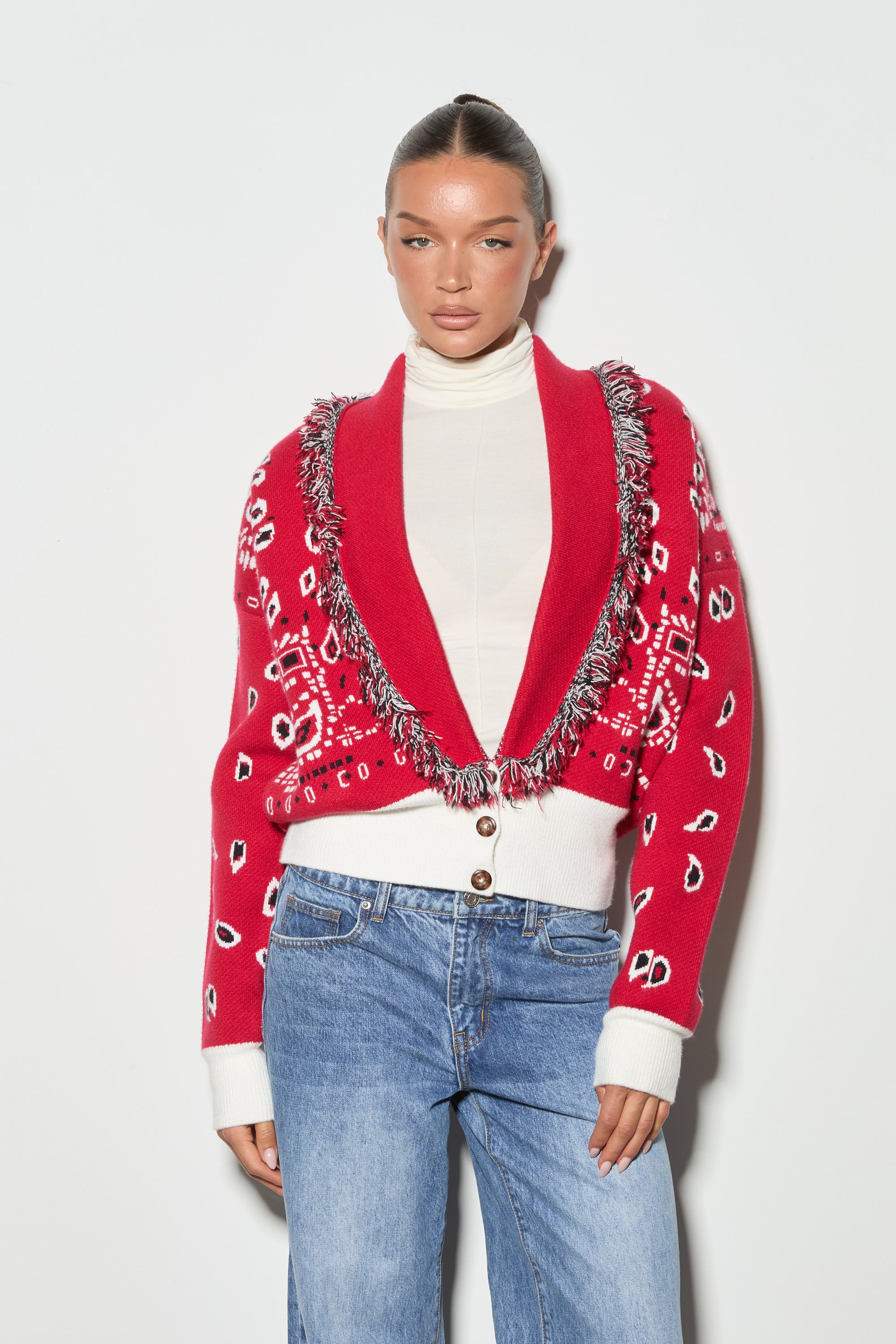 LANA Red Paisley Short Cardigan – Noughts & Kisses