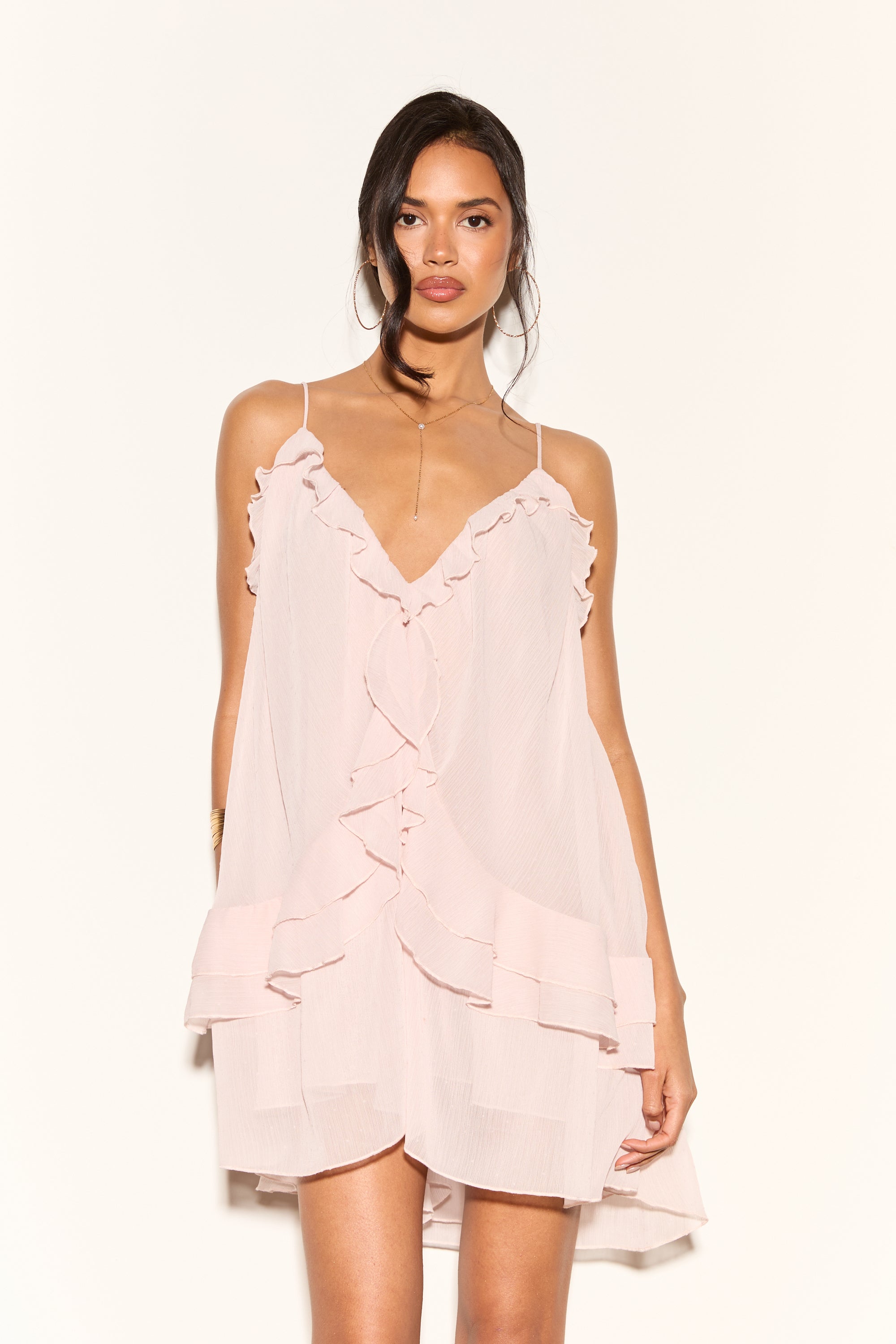 LIBERTE Pink Dobby Chiffon Mini Dress Noughts & Kisses LIBERTE Pink Dobby Chiffon Mini Dress Noughts & Kisses