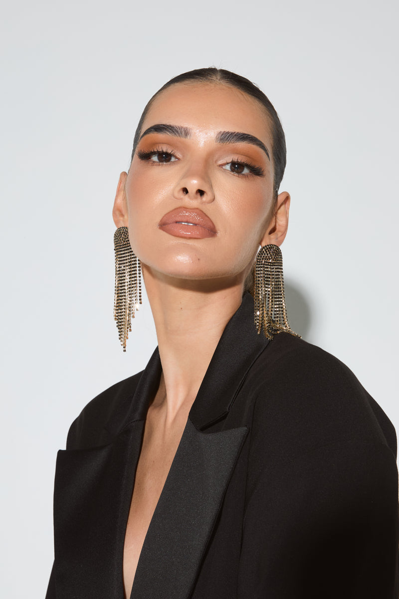 & Gold Drop Statement Earrings