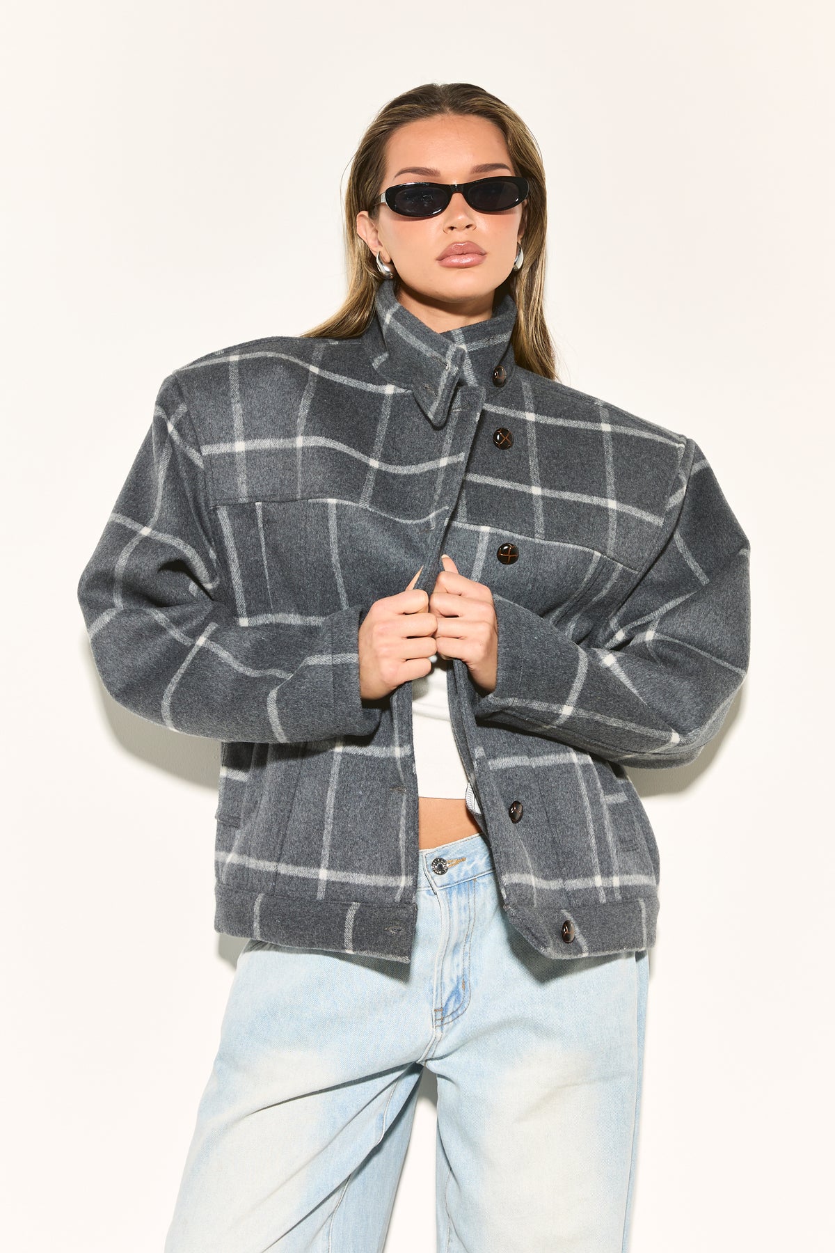 LONIE Check Wool Blend Jacket