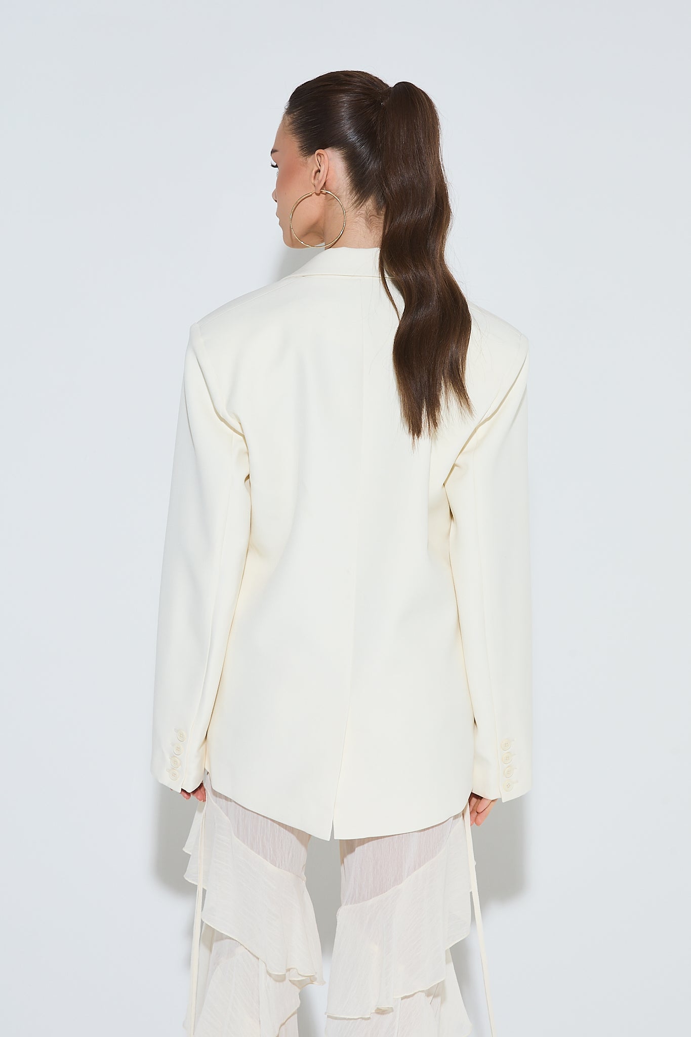 Oversized Blazer White Ruffle Blazer Womens Spring Blazers