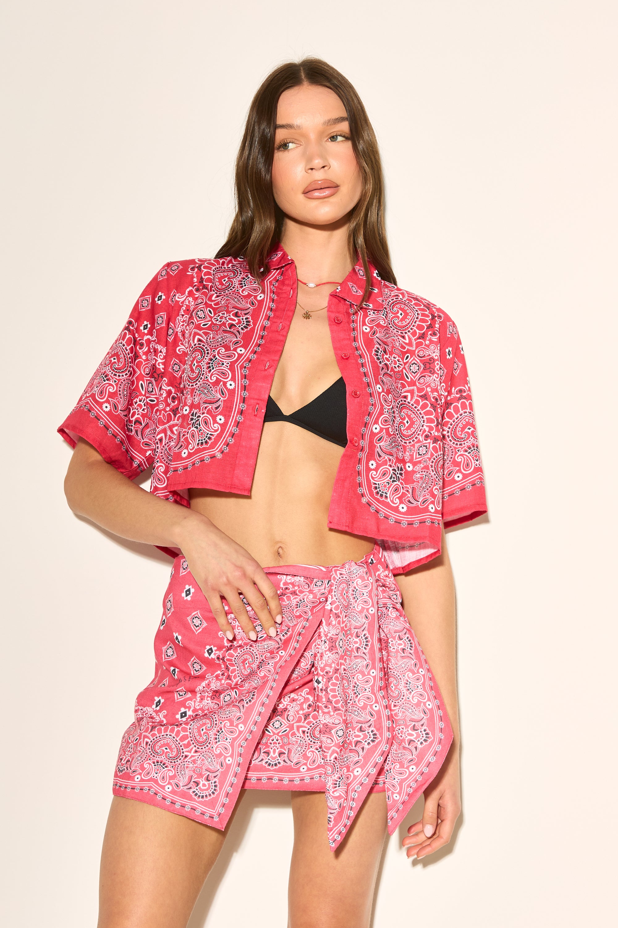 BANDANA PRINT Red Wrap Skirt – Noughts & Kisses