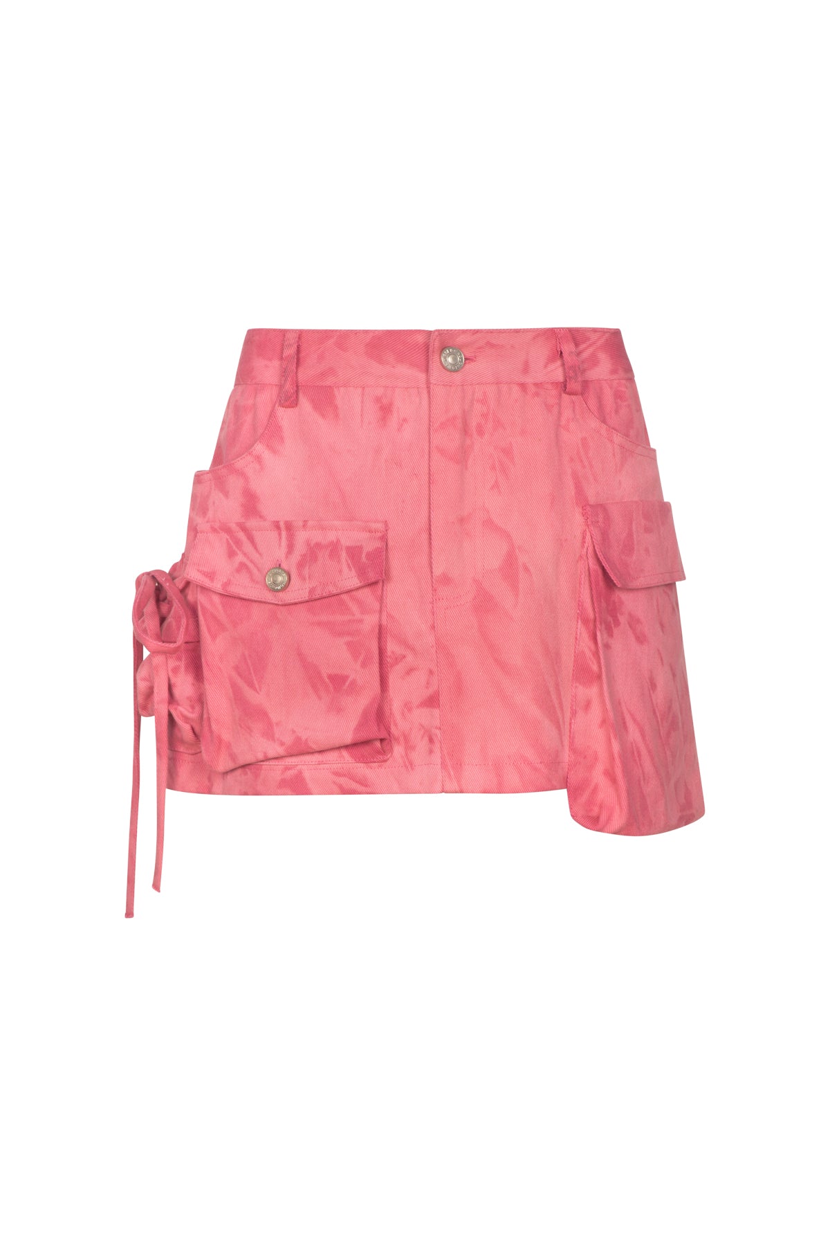 STASSIE Pink Acid Wash Cargo Mini Skirt