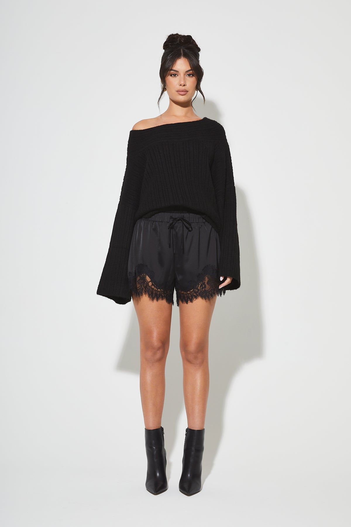 LEOLA Black Lace Shorts