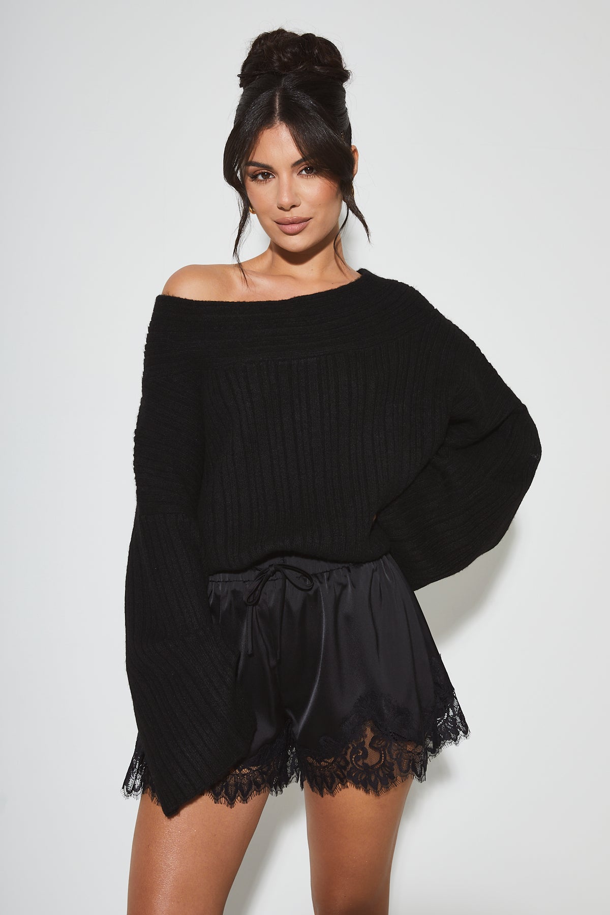 LEOLA Black Lace Shorts