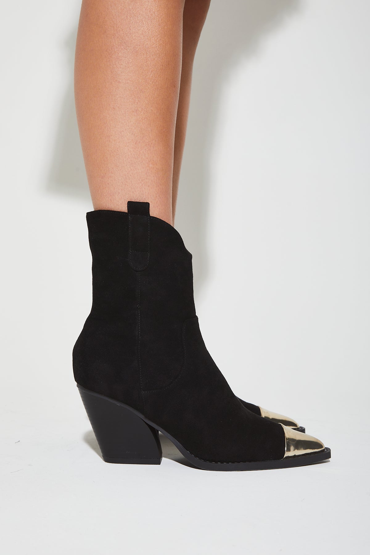 JOSA Black Suede Toe Cap Boots