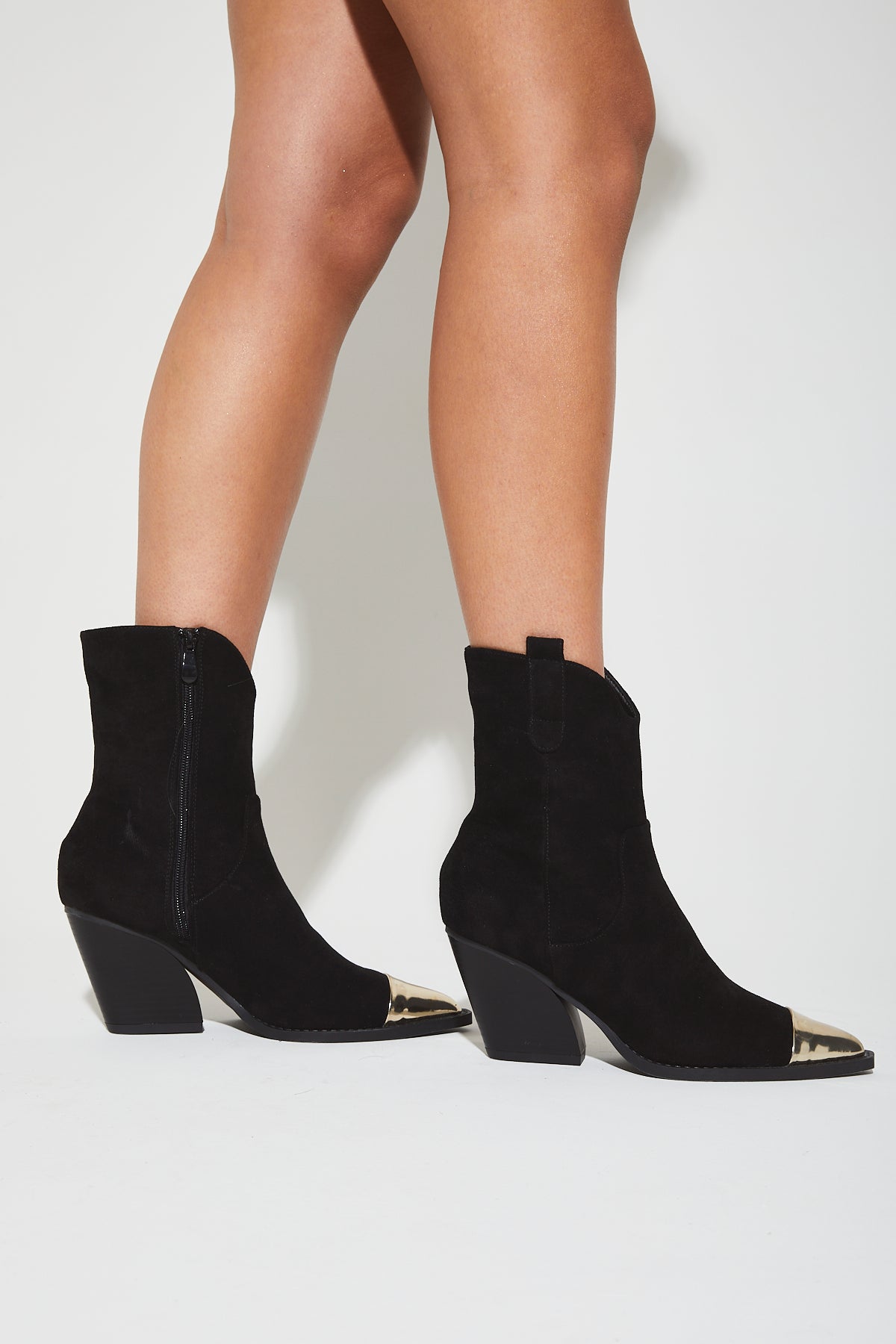 JOSA Black Suede Toe Cap Boots