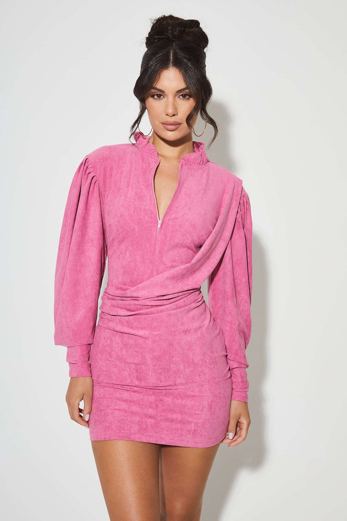 PALOMA Pink Suede Draped Dress