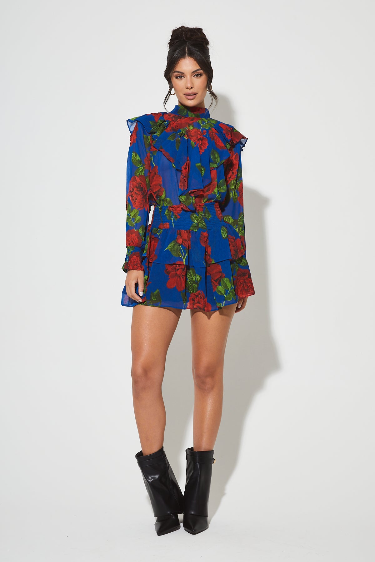 VALENTINA Blue & Roses Ruffle Co-Ord
