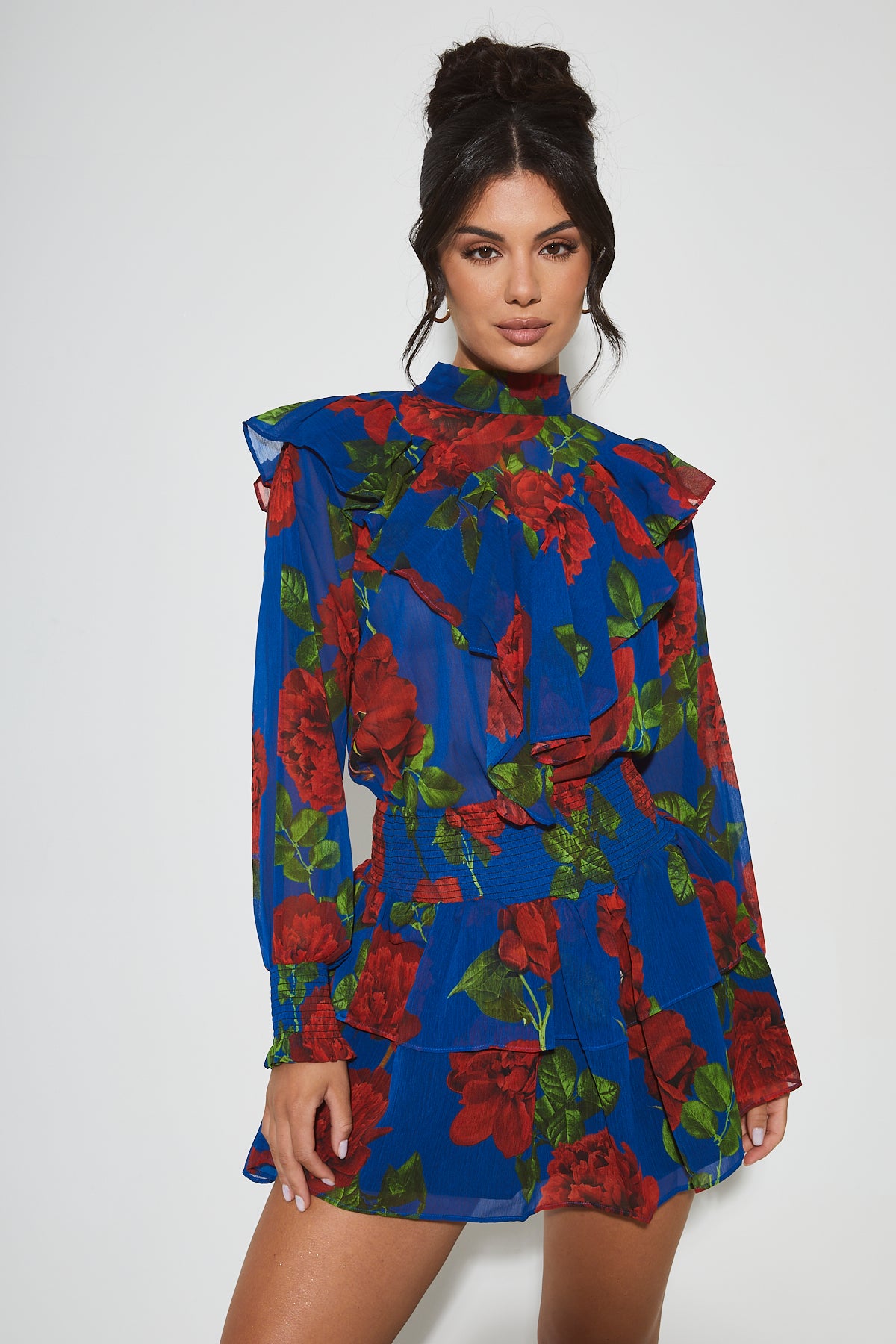 VALENTINA Blue & Roses Ruffle Co-Ord