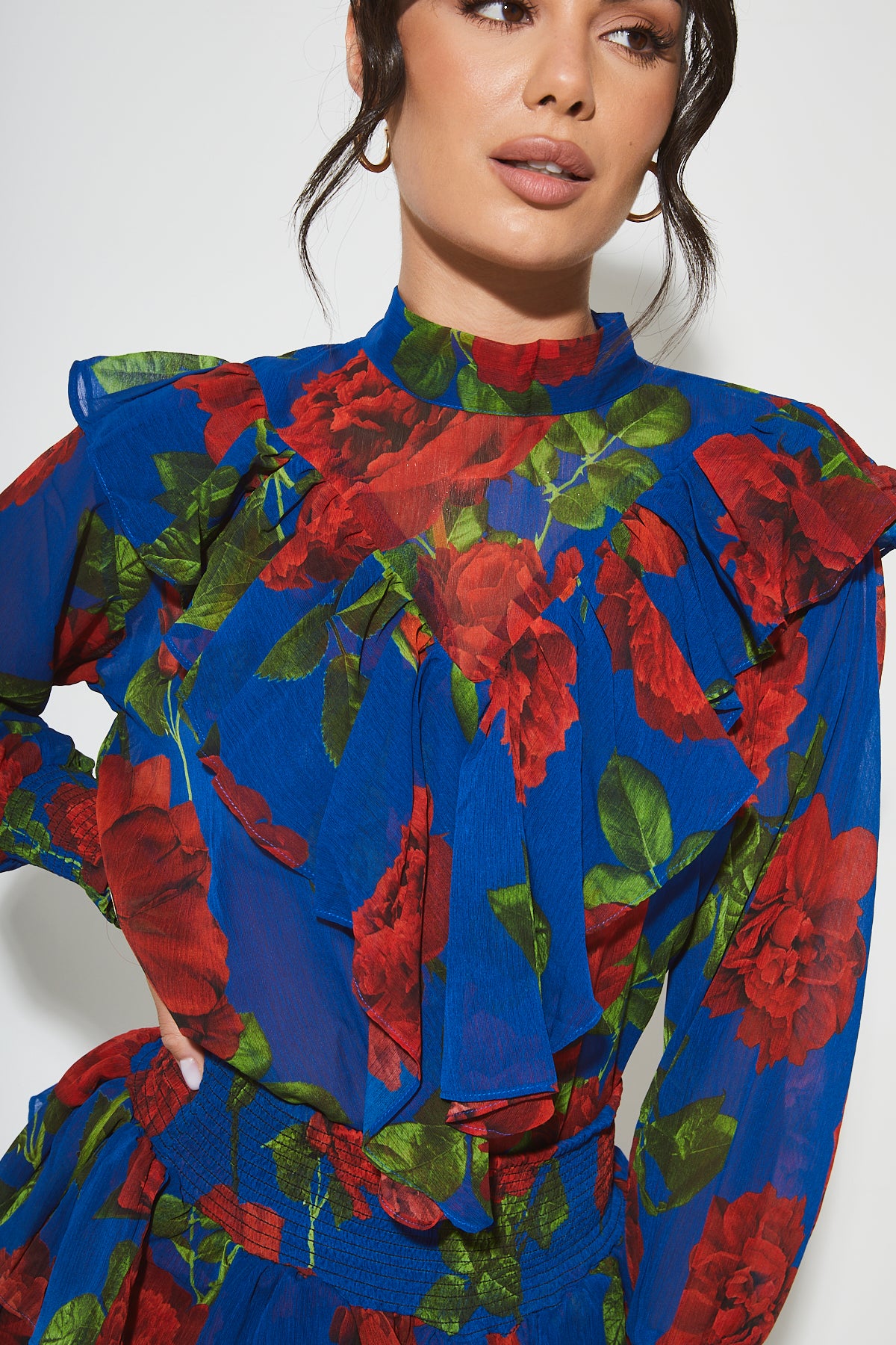 VALENTINA Blue & Roses Ruffle Co-Ord