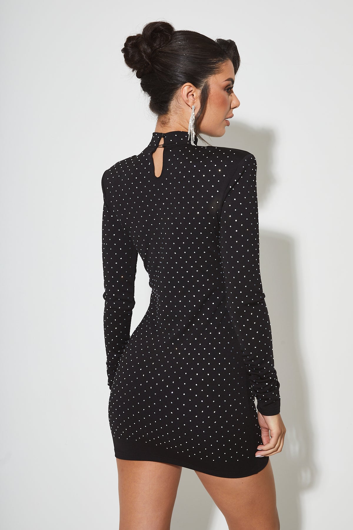 CHAYA Black Diamante Mini Dress