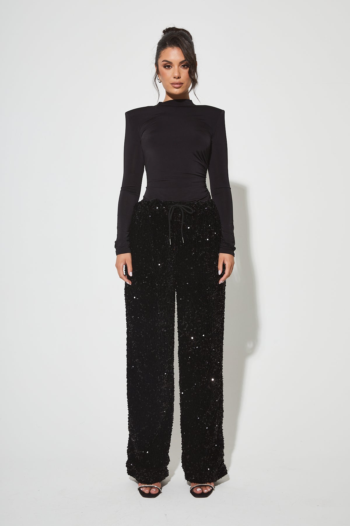 CHIARA Black Sequin Trouser
