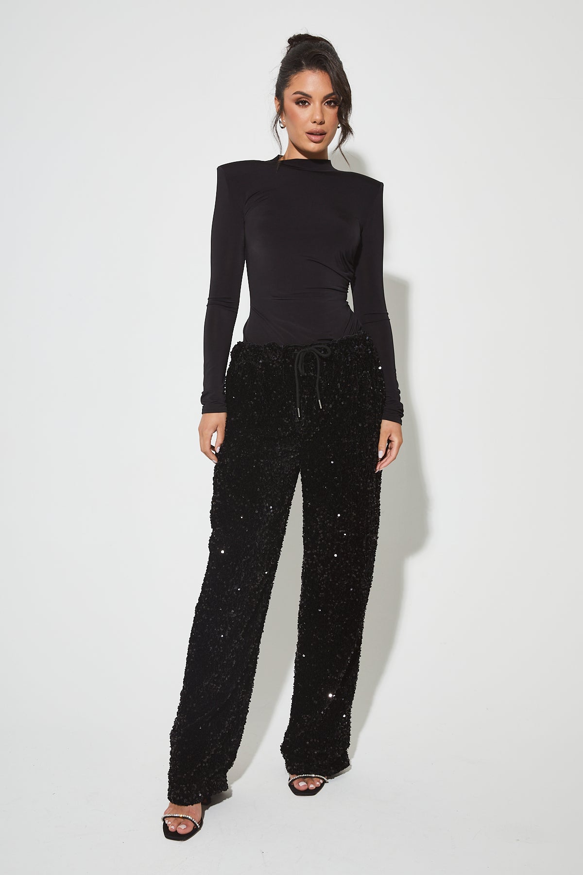 CHIARA Black Sequin Trouser