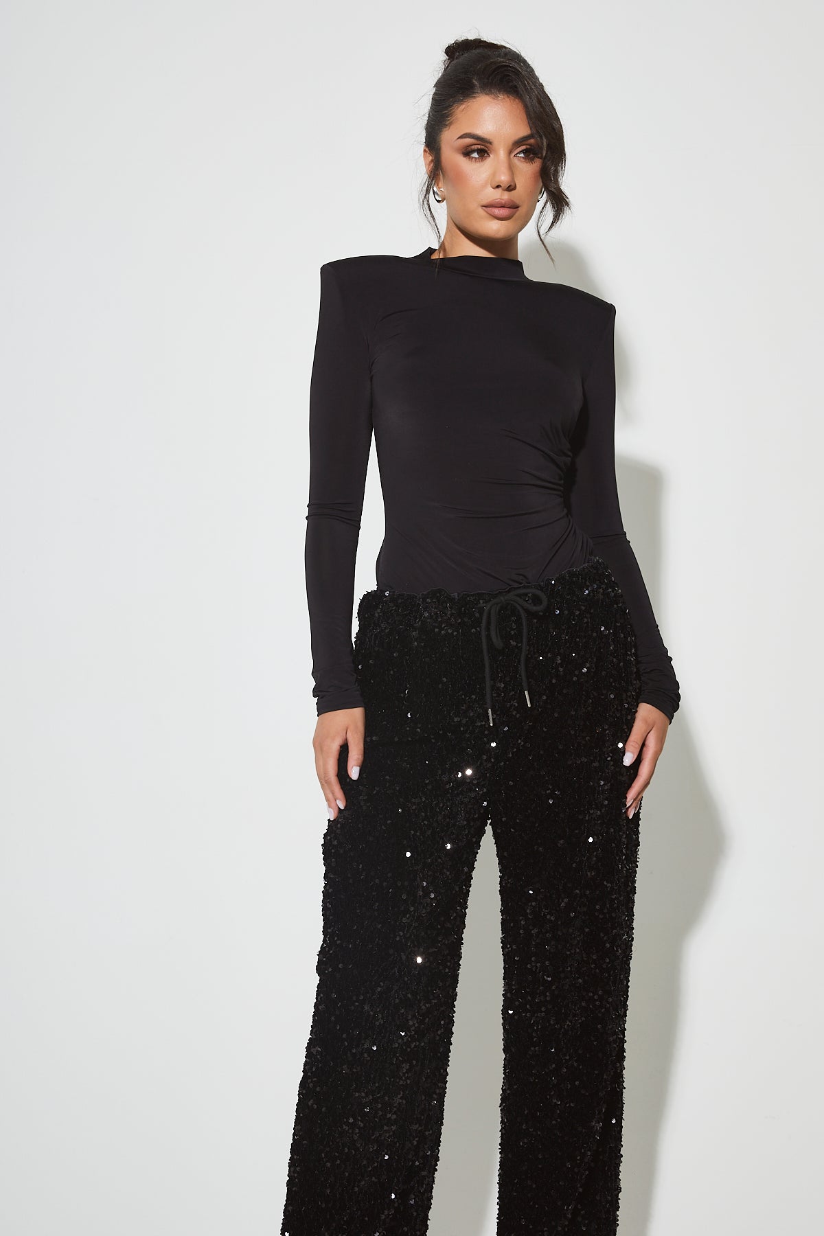 CHIARA Black Sequin Trouser