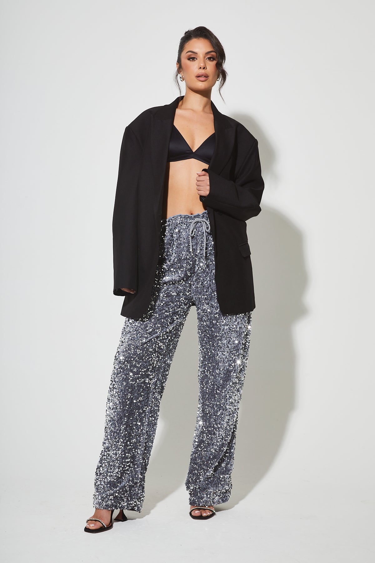 CHIARA Silver Sequin Trouser