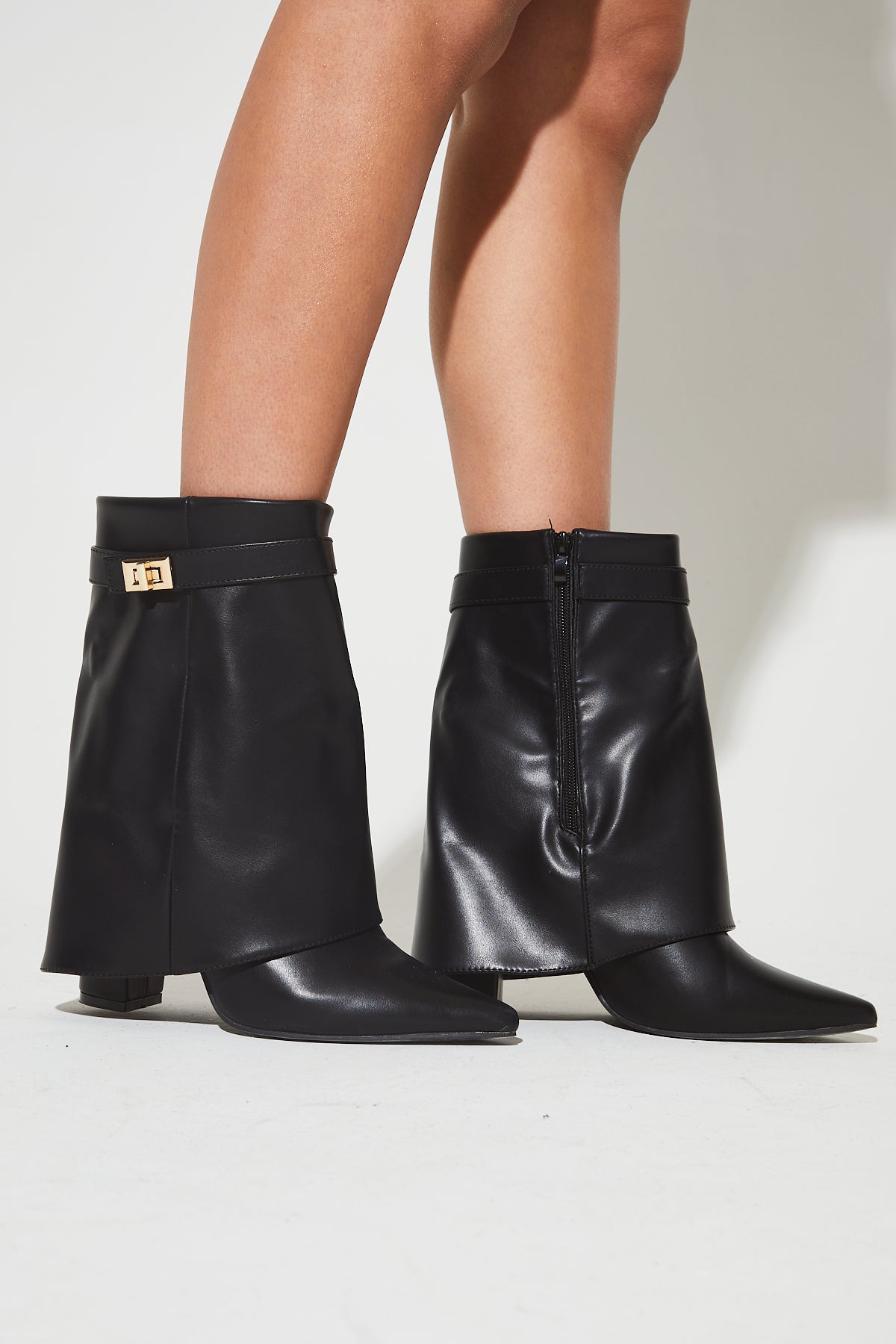 KELLY Black Block Heel Boots