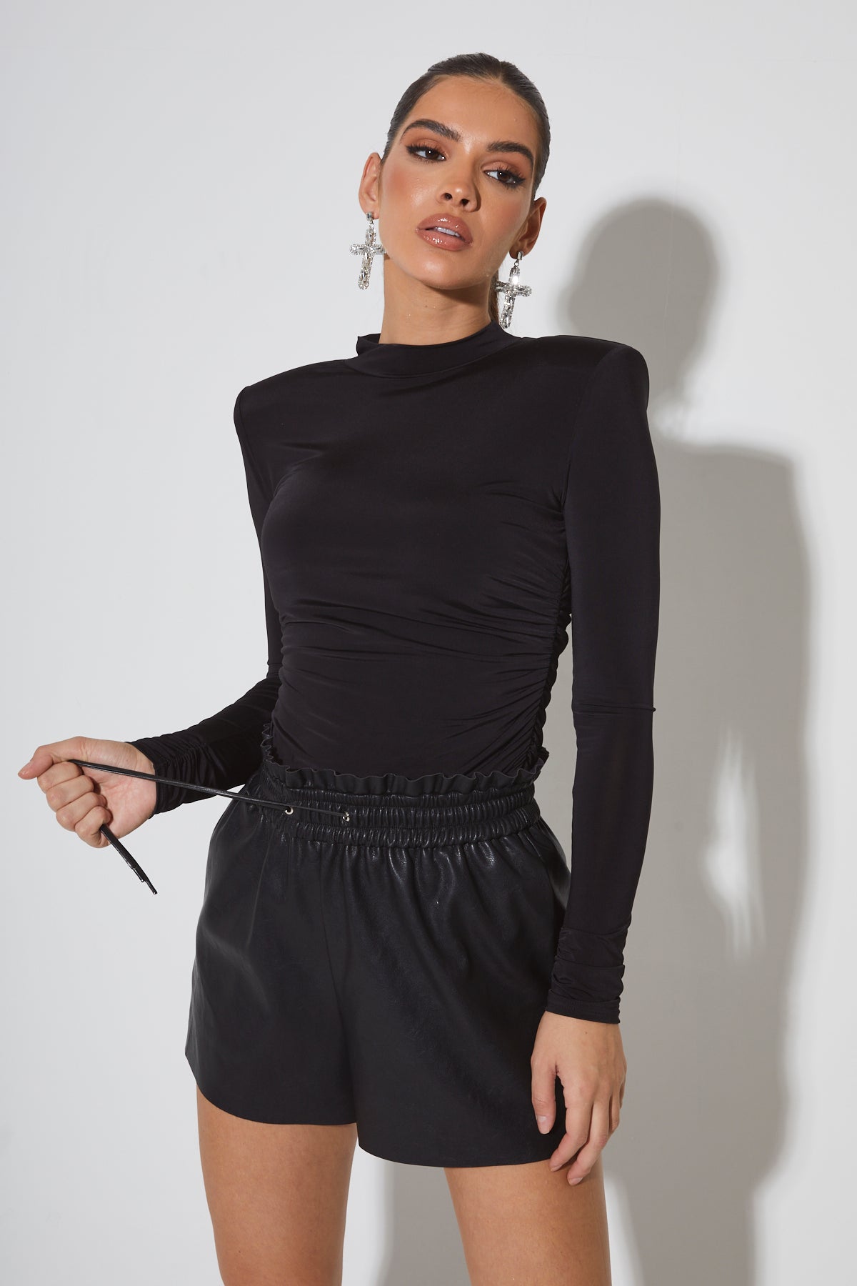 MARISA Black PU Shorts