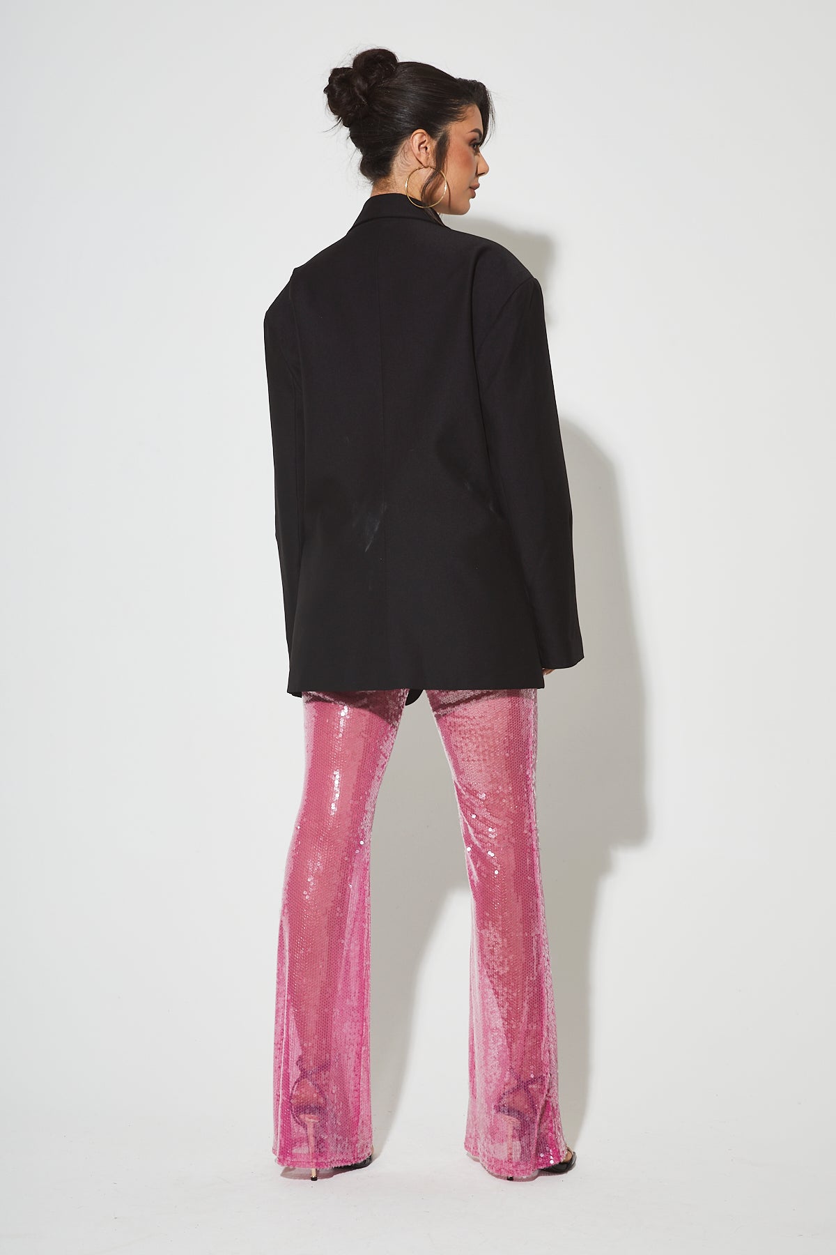 CANDICE Pink Sequin Flared Trousers