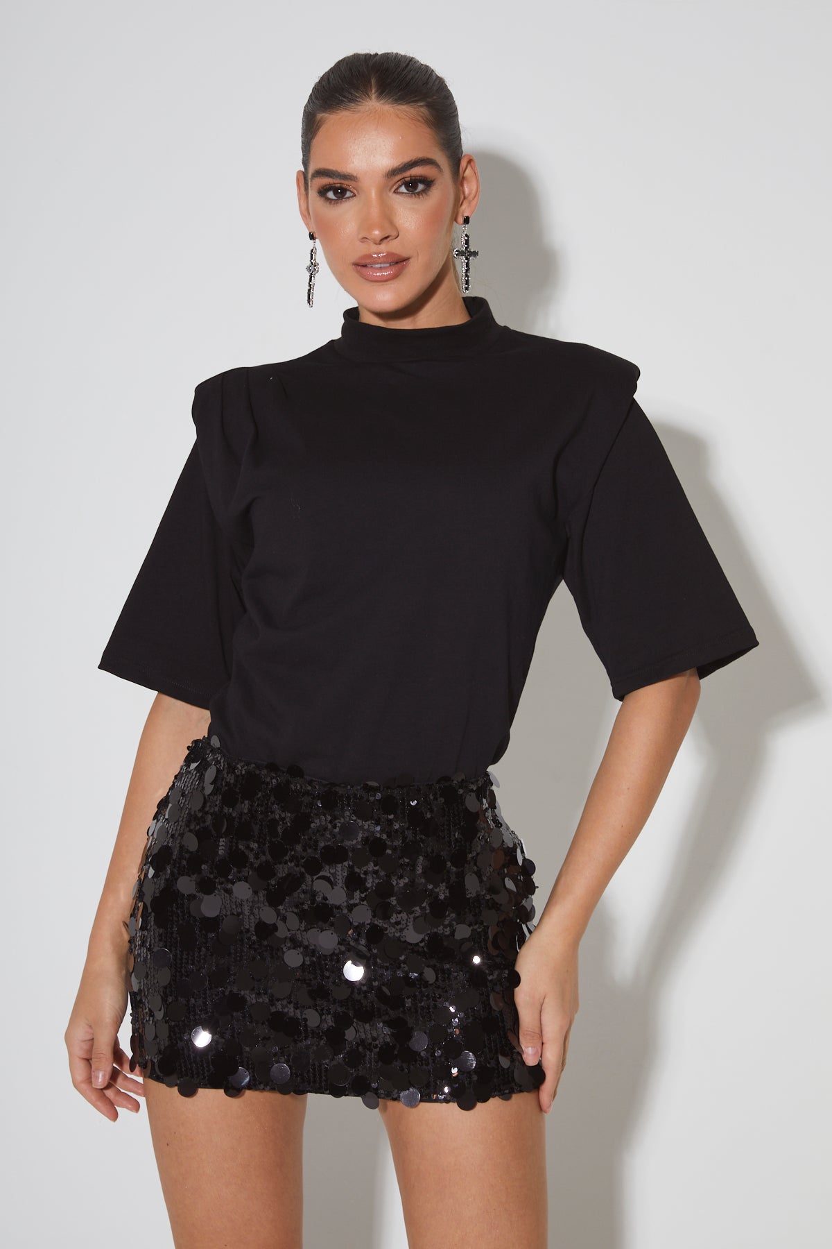 VIVI Black Sequin Mini Skirt