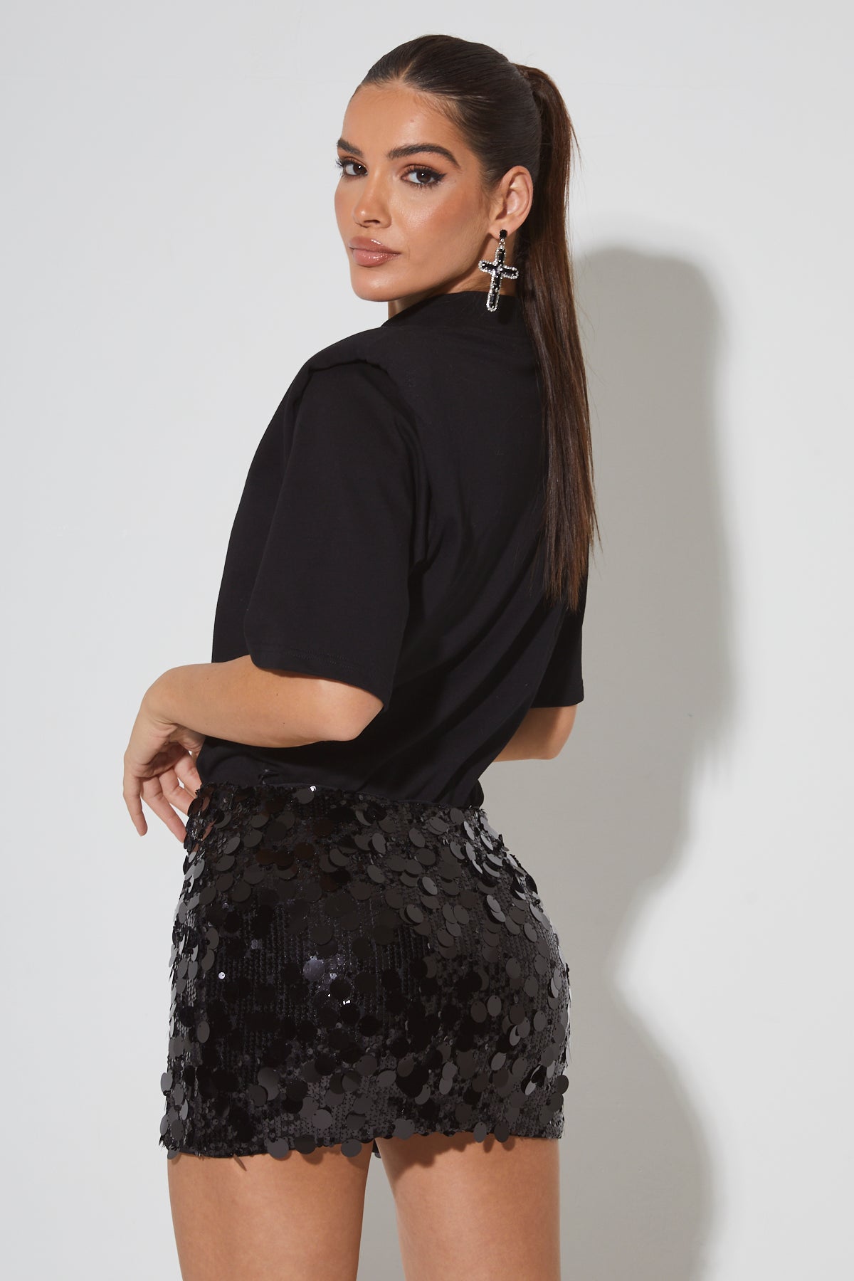 VIVI Black Sequin Mini Skirt