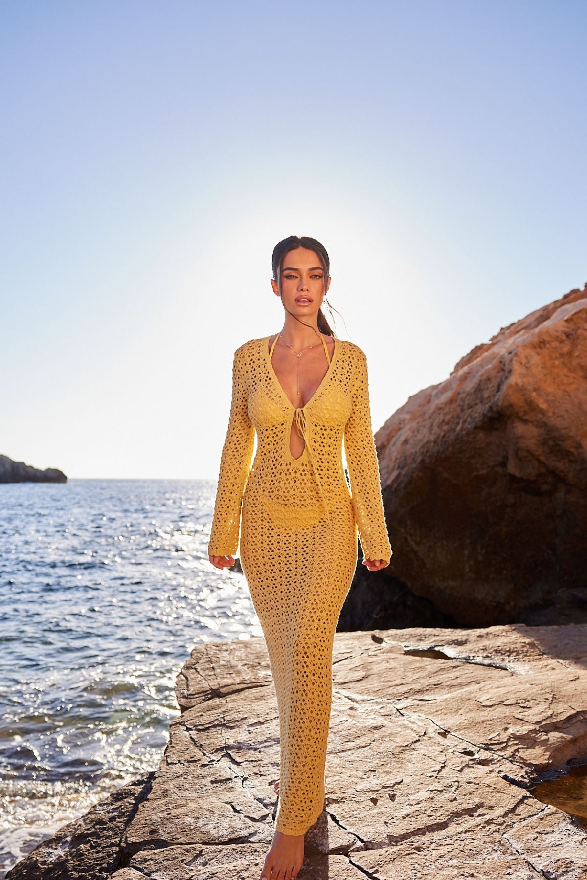 addison maxi dress ADDISON Mustard Crochet Maxi Dress – Noughts & Kisses