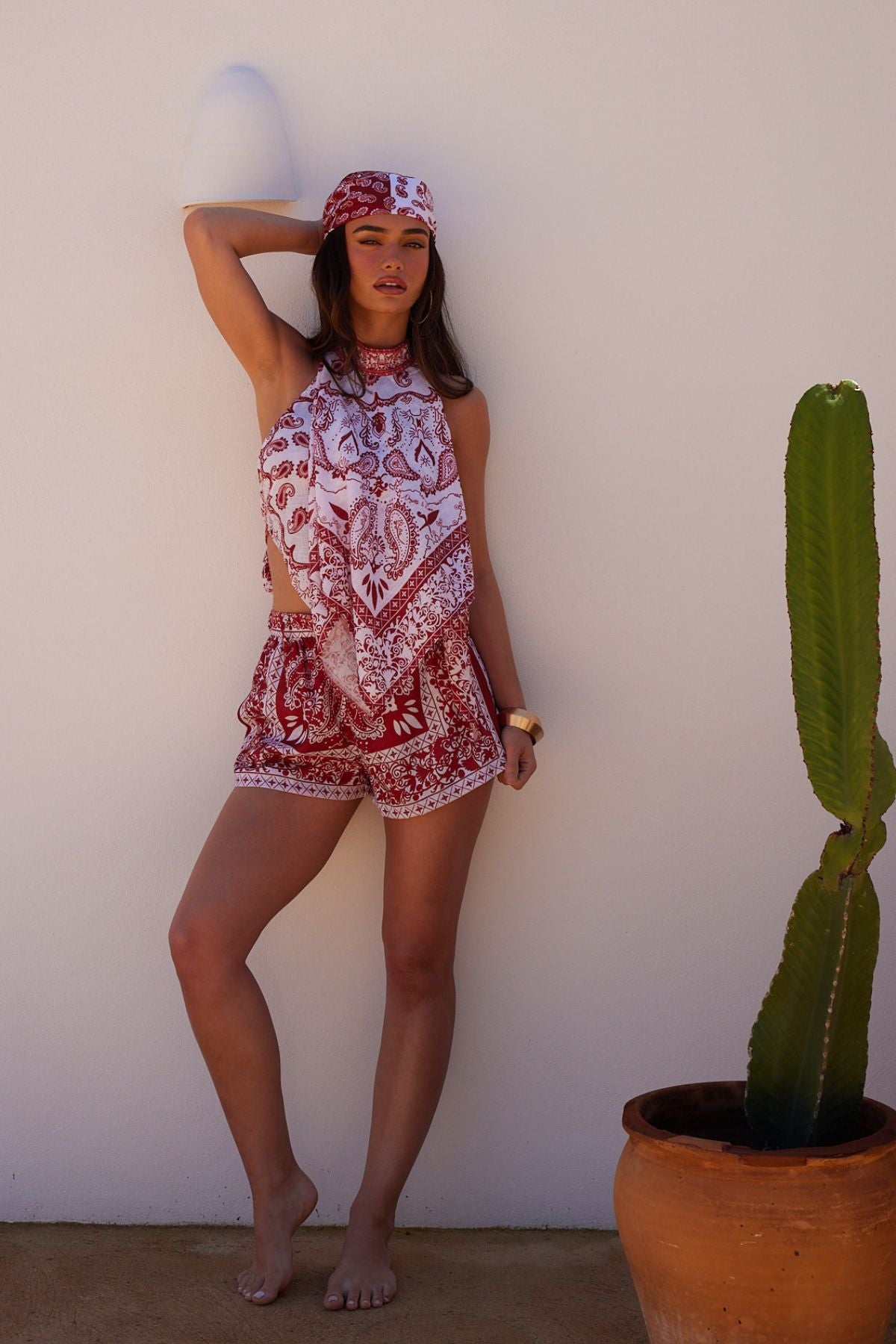 SOL ROUGE Red Printed Shorts