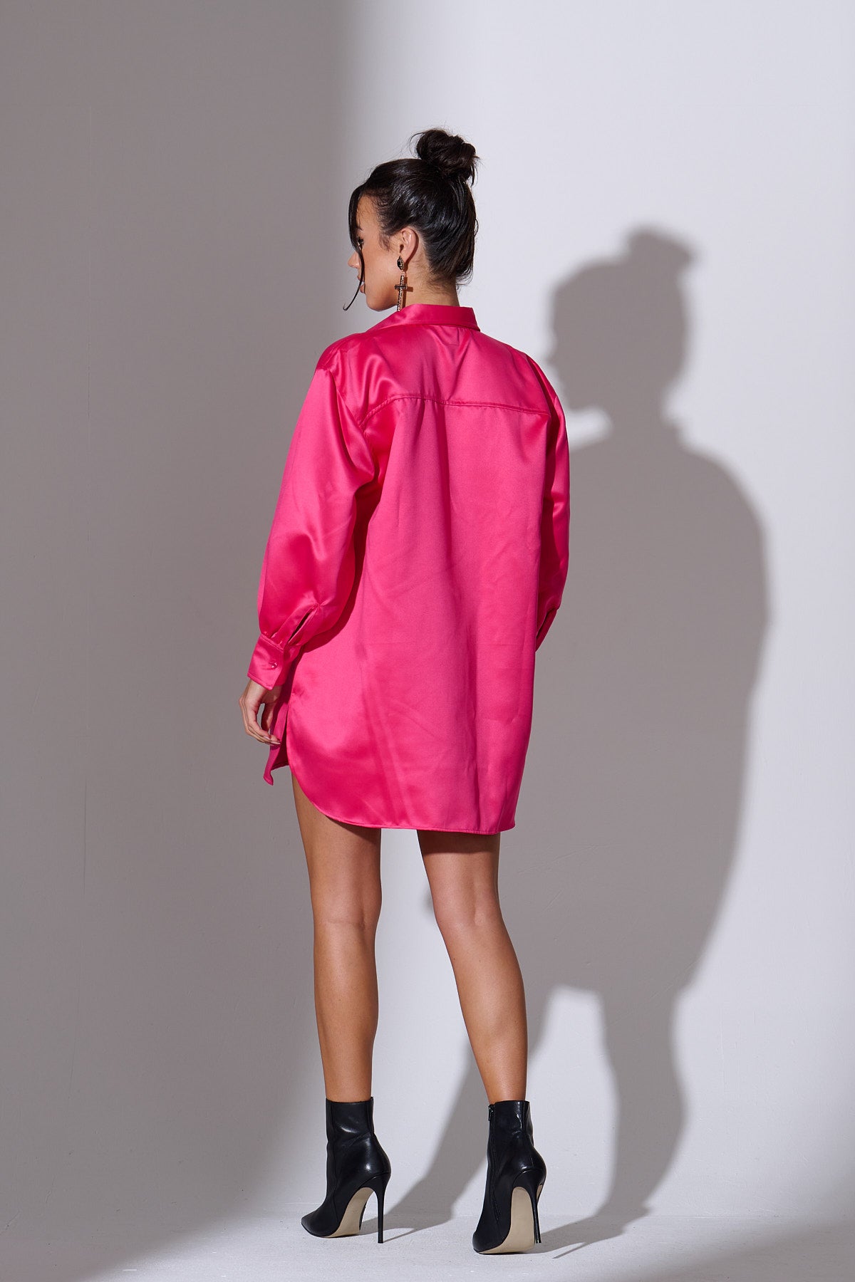 LIRA Pink Oversized Satin Shirt