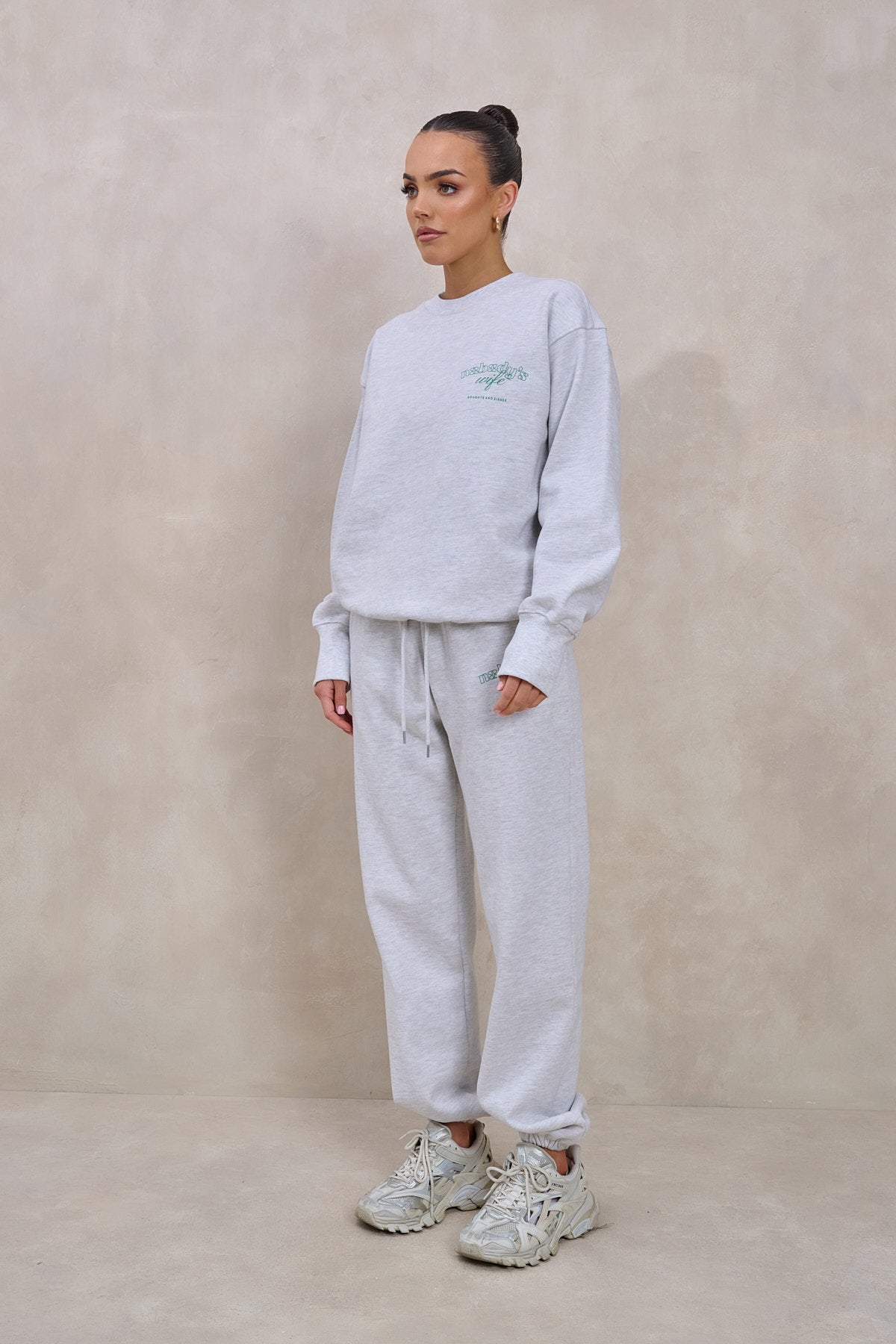 NOBODY'S WIFE Marl Grey Tracksuit