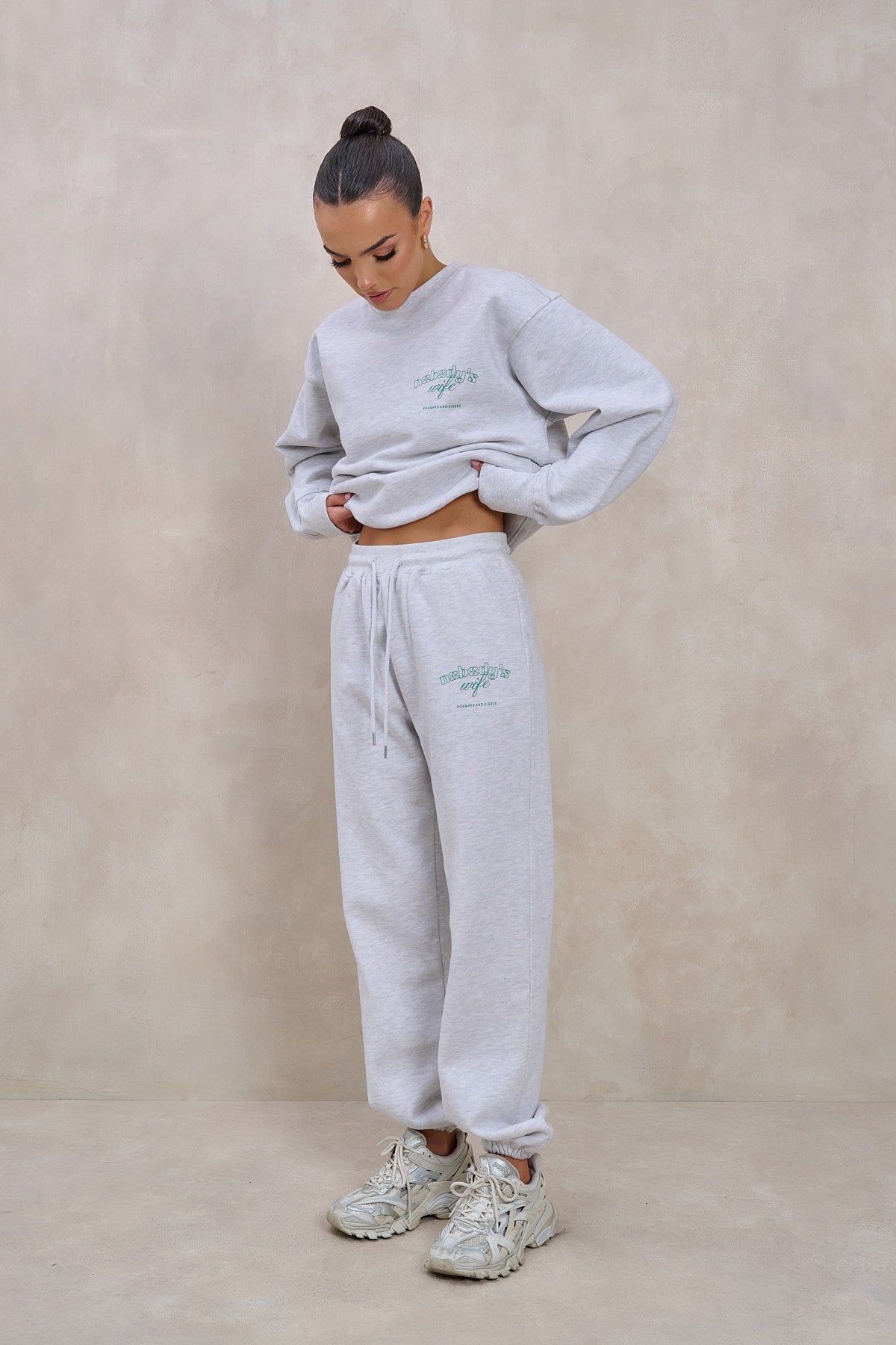 NOBODY'S WIFE Marl Grey Tracksuit