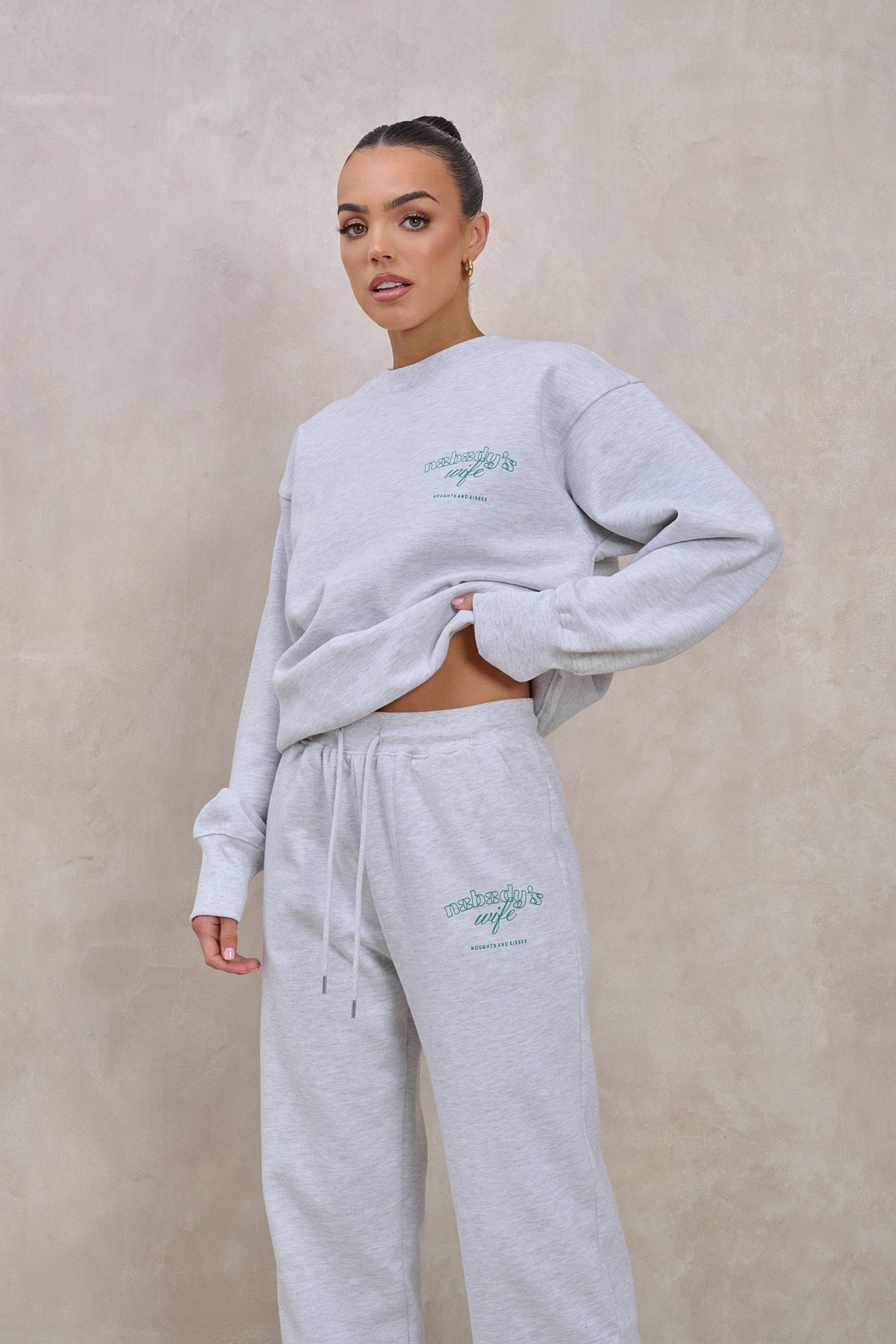 NOBODY'S WIFE Marl Grey Tracksuit