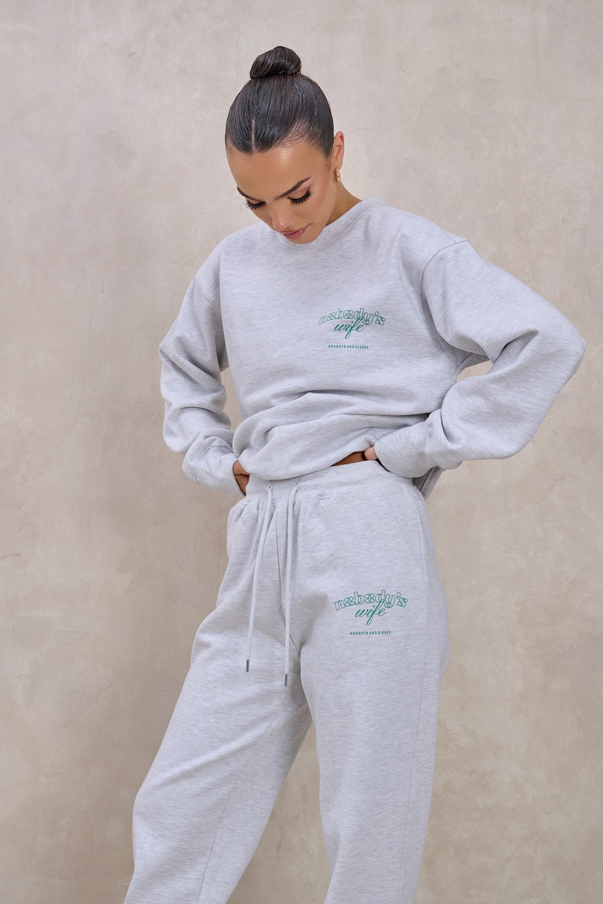 NOBODY'S WIFE Marl Grey Tracksuit