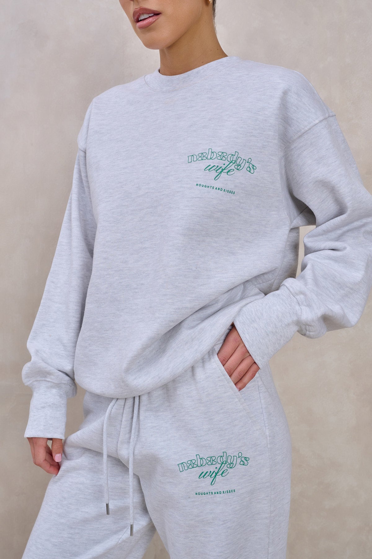 NOBODY'S WIFE Marl Grey Tracksuit