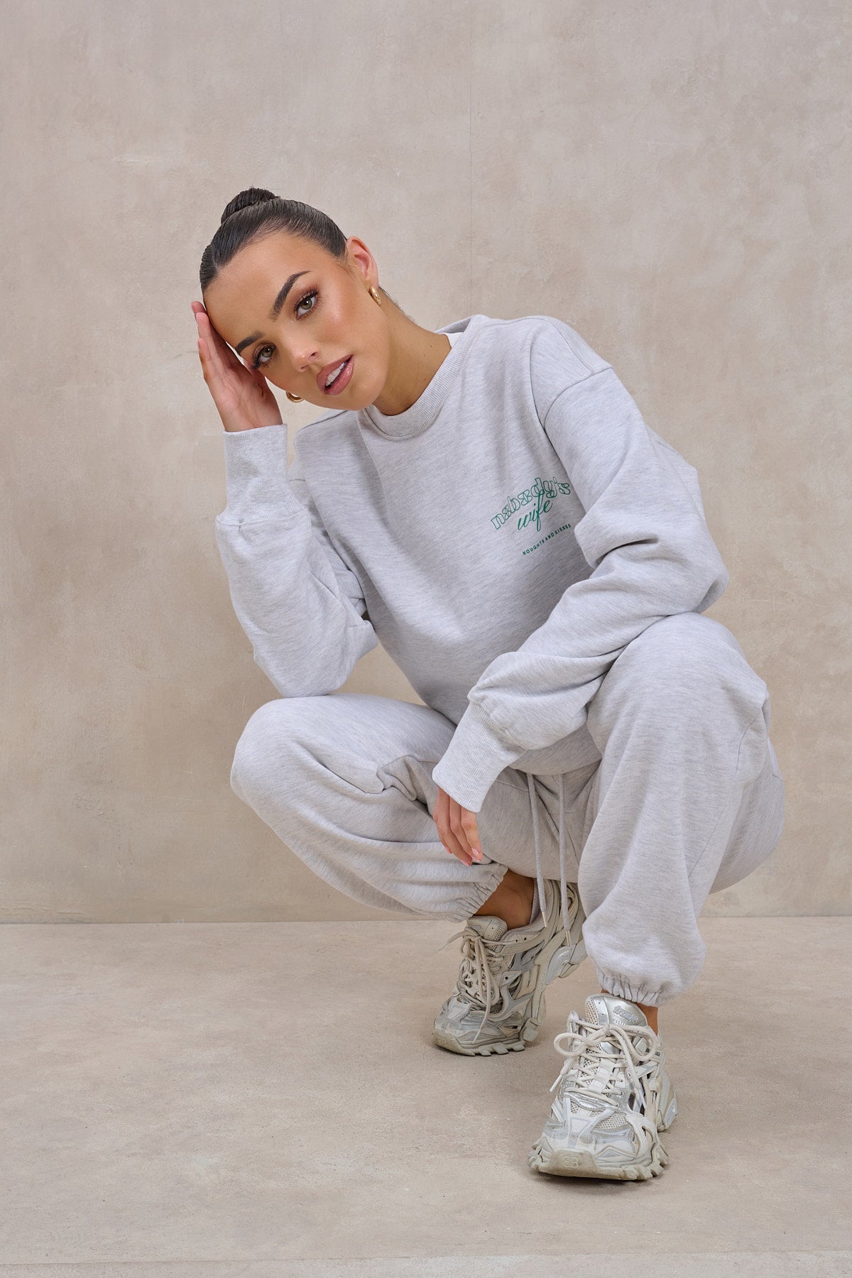 NOBODY'S WIFE Marl Grey Tracksuit