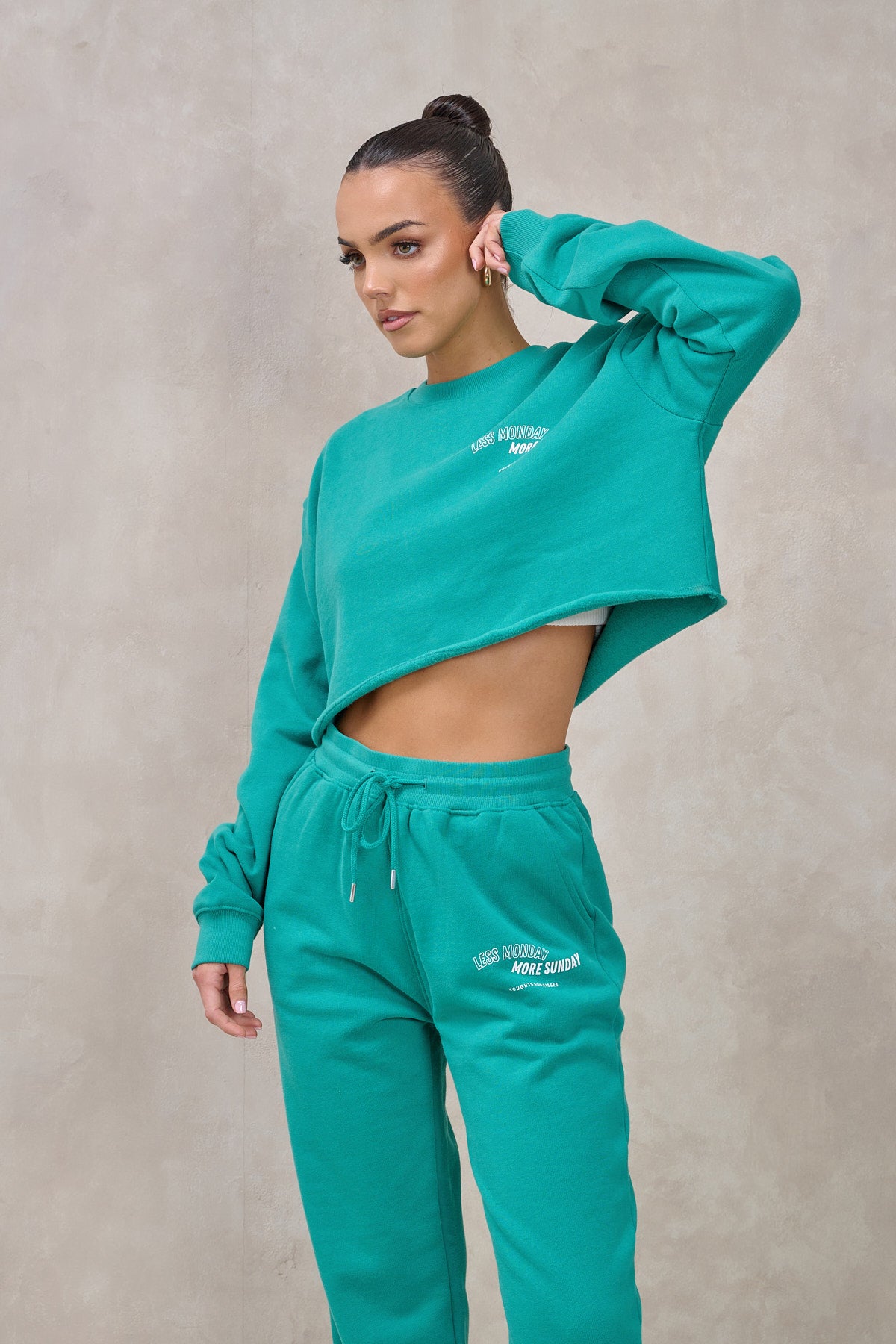 LESS MONDAY Green Cropped Jogger Set