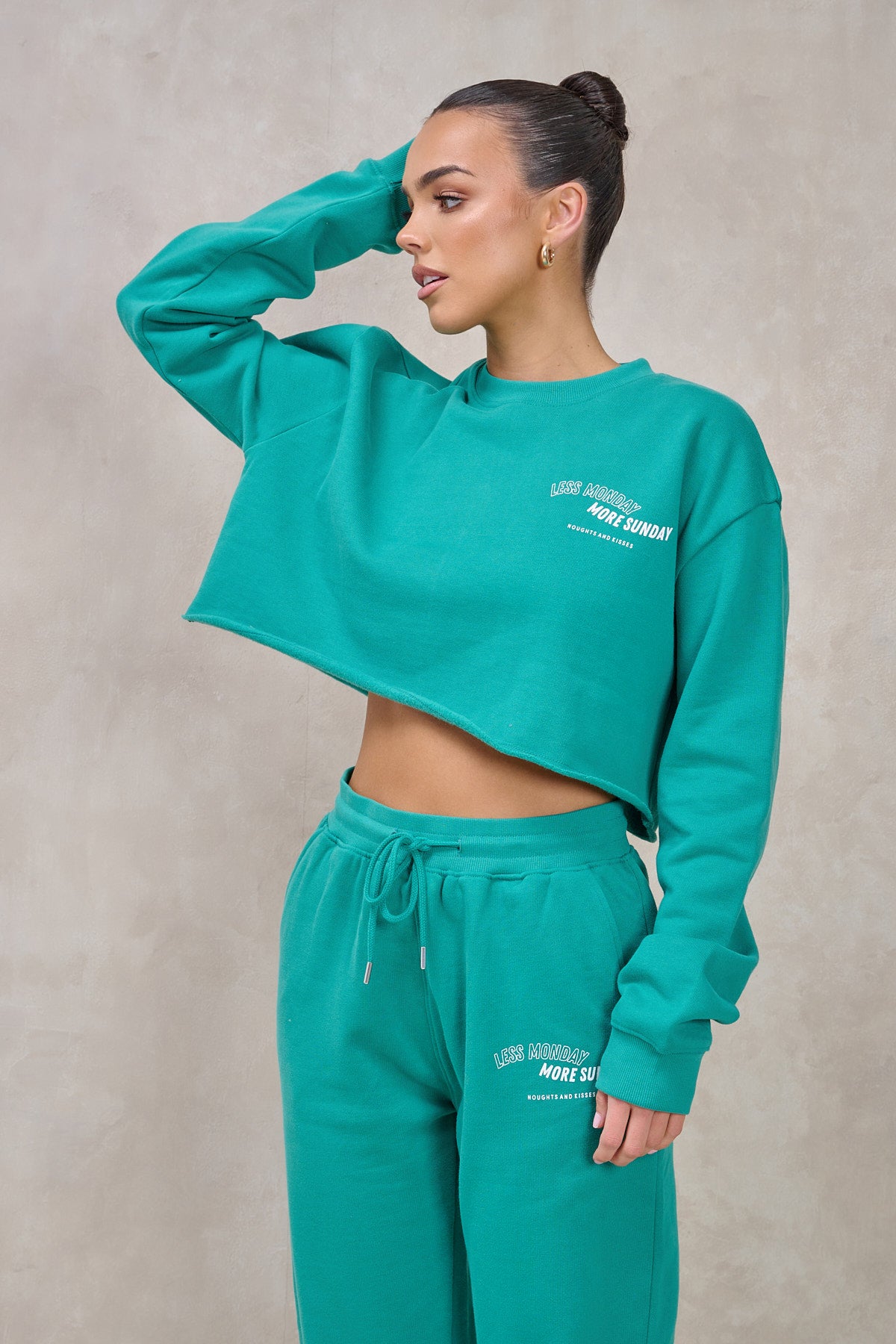 LESS MONDAY Green Cropped Jogger Set
