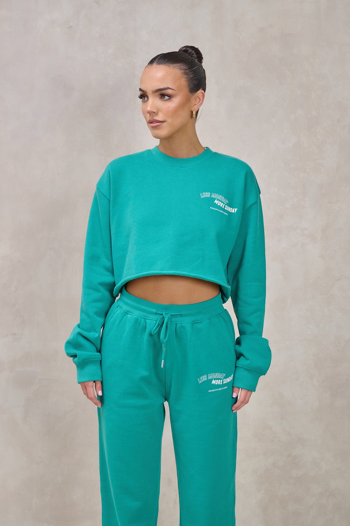 LESS MONDAY Green Cropped Jogger Set