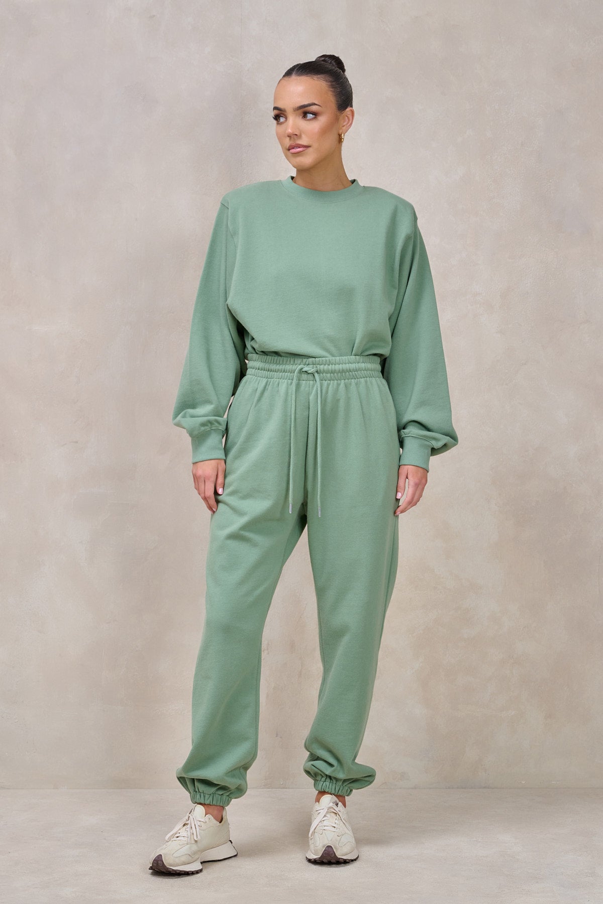 GIGI Sage Green Shoulder Pad Sweatshirt Set