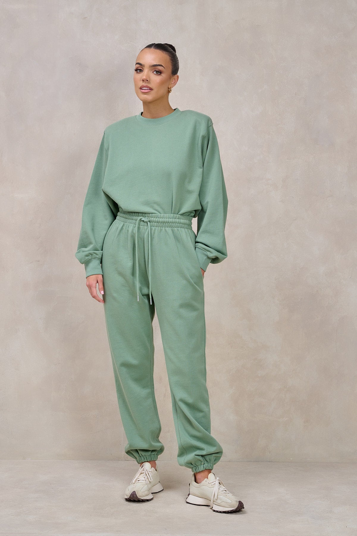 GIGI Sage Green Shoulder Pad Sweatshirt Set