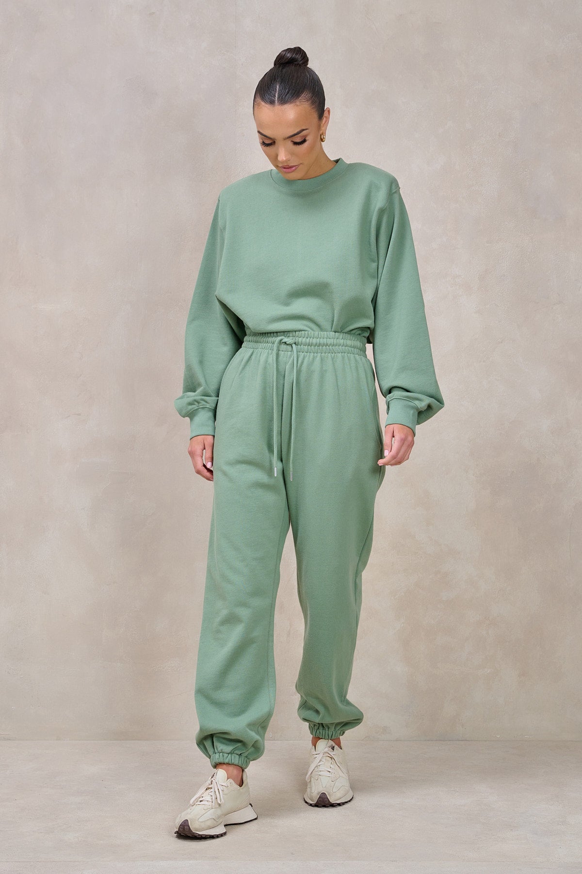 GIGI Sage Green Shoulder Pad Sweatshirt Set