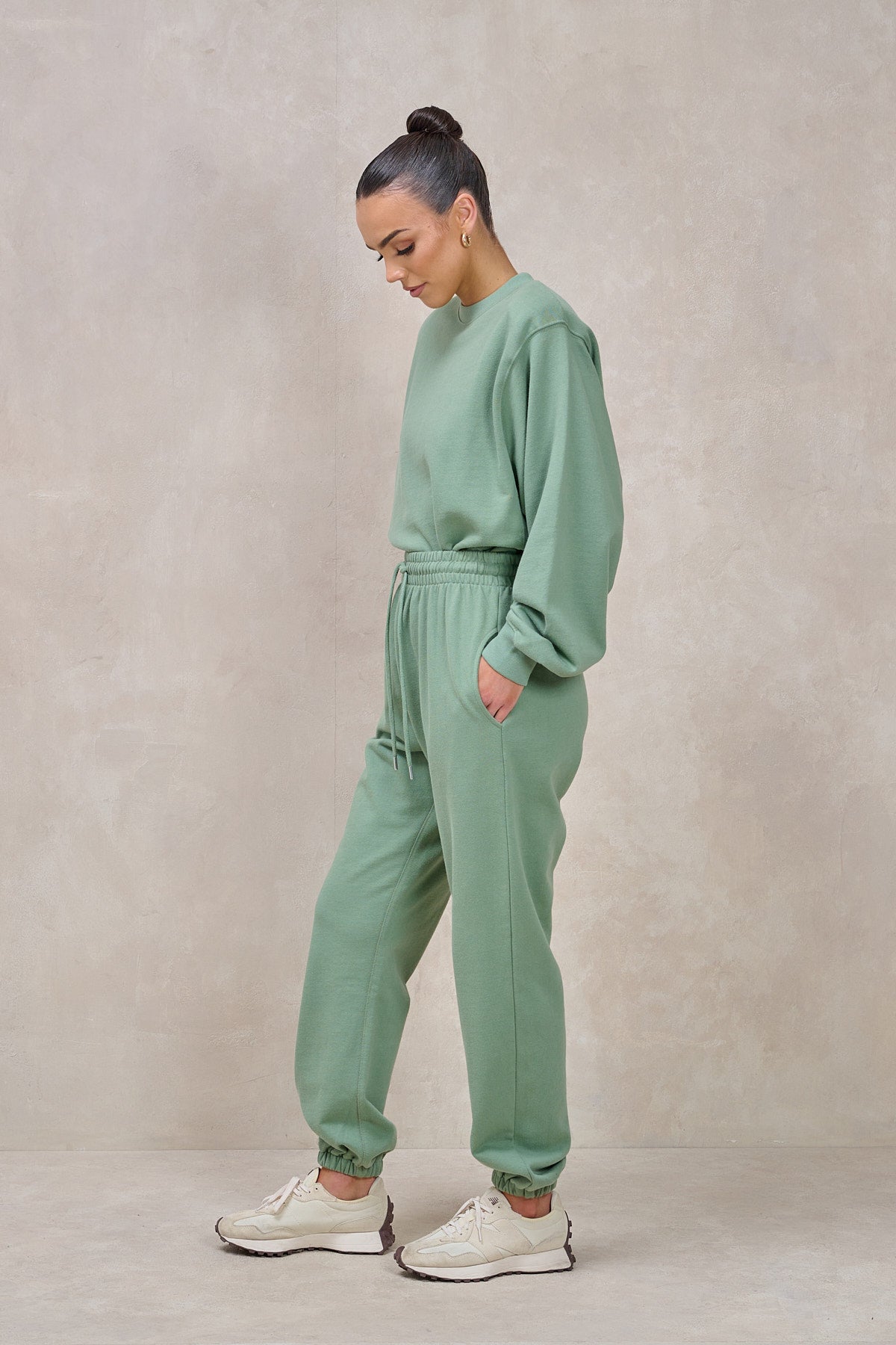 GIGI Sage Green Shoulder Pad Sweatshirt Set