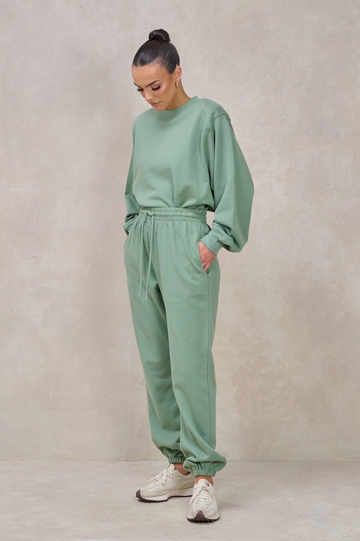 GIGI Sage Green Shoulder Pad Sweatshirt Set