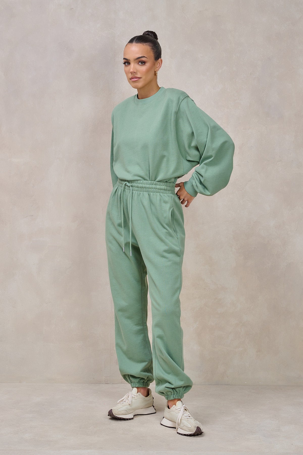 GIGI Sage Green Shoulder Pad Sweatshirt Set