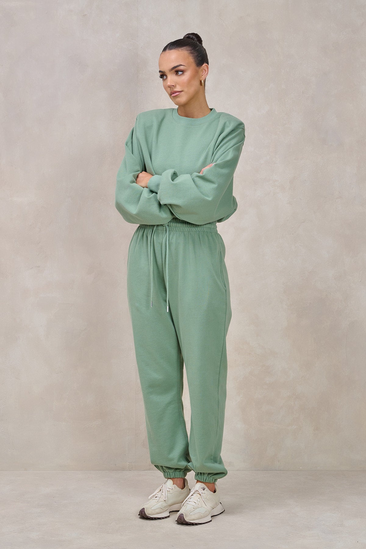 GIGI Sage Green Shoulder Pad Sweatshirt Set