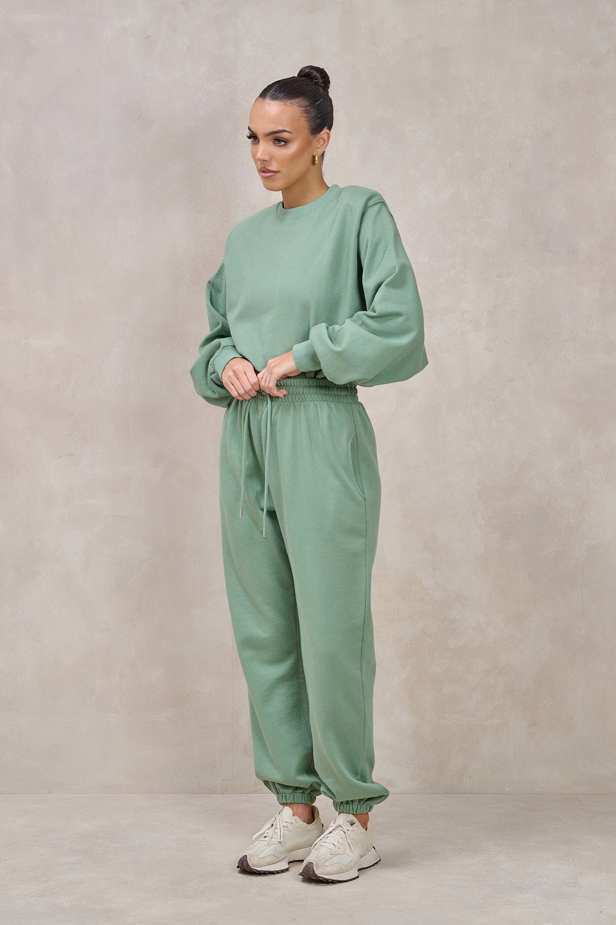 GIGI Sage Green Shoulder Pad Sweatshirt Set
