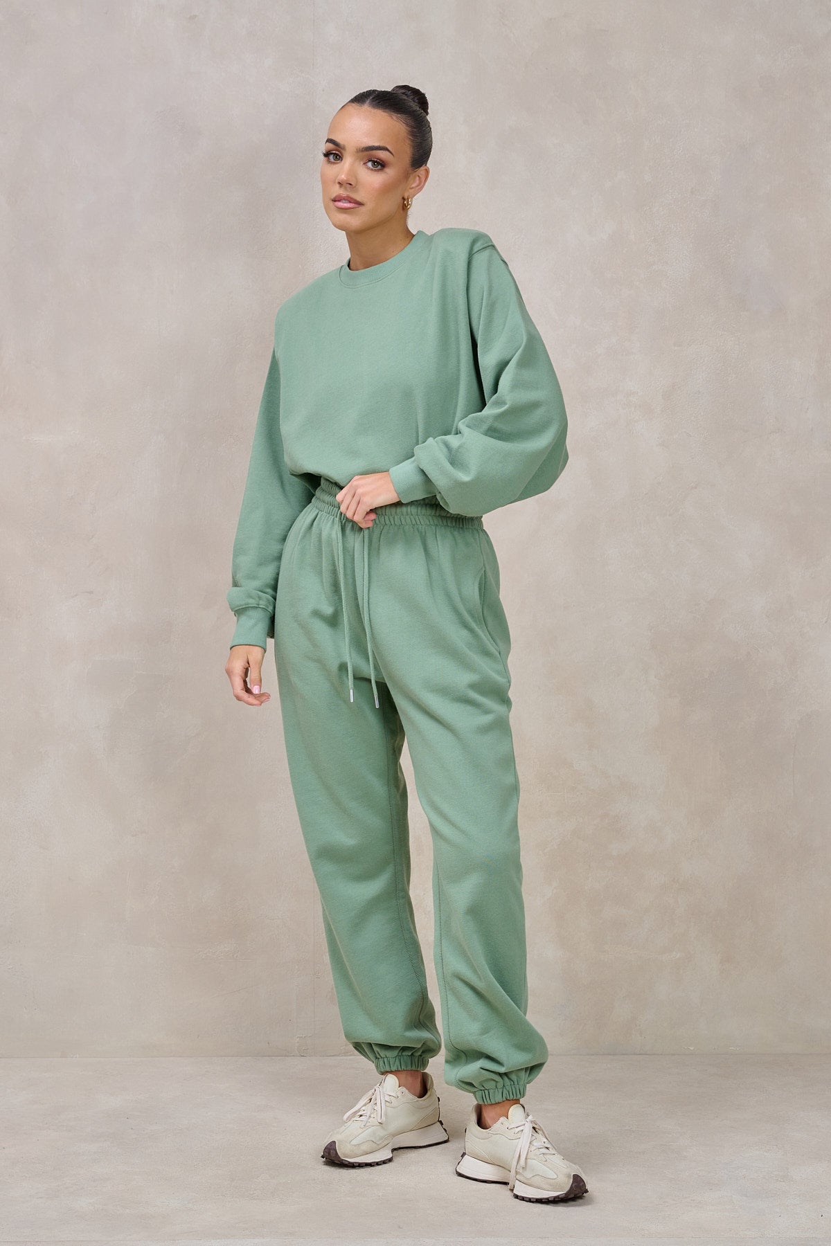 GIGI Sage Green Shoulder Pad Sweatshirt Set