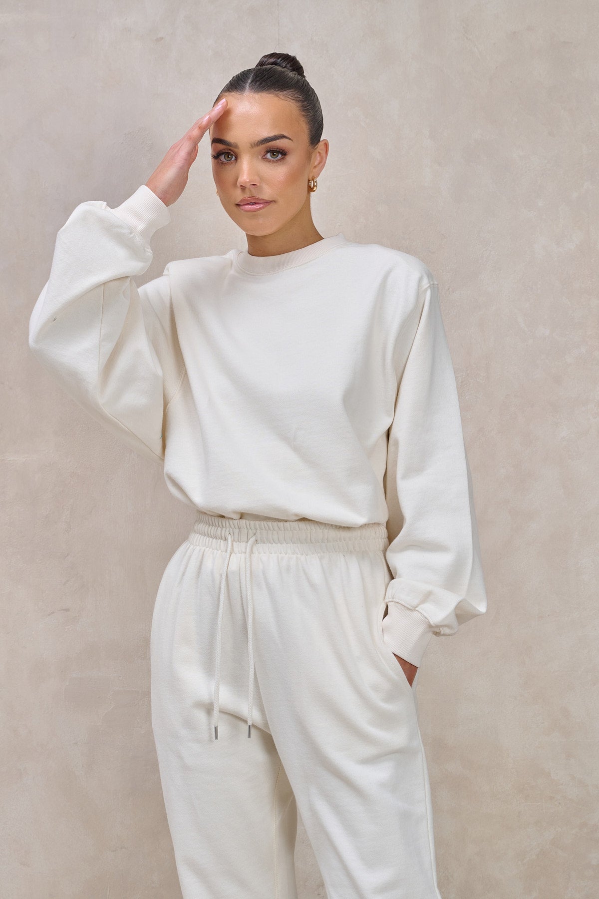 GIGI Vanilla Shoulder Pad Sweatshirt Set